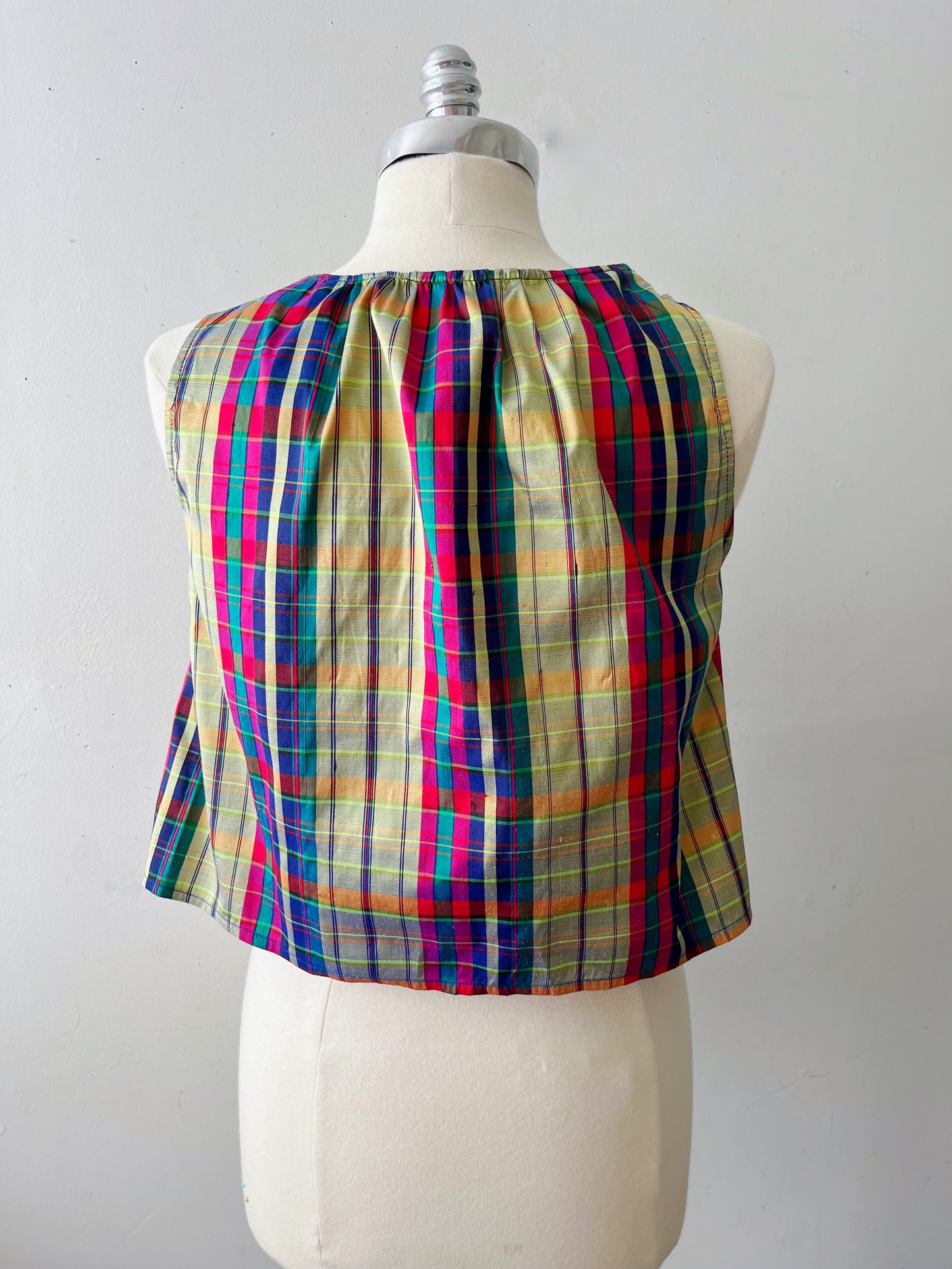 Babydoll Plaid Silk Top