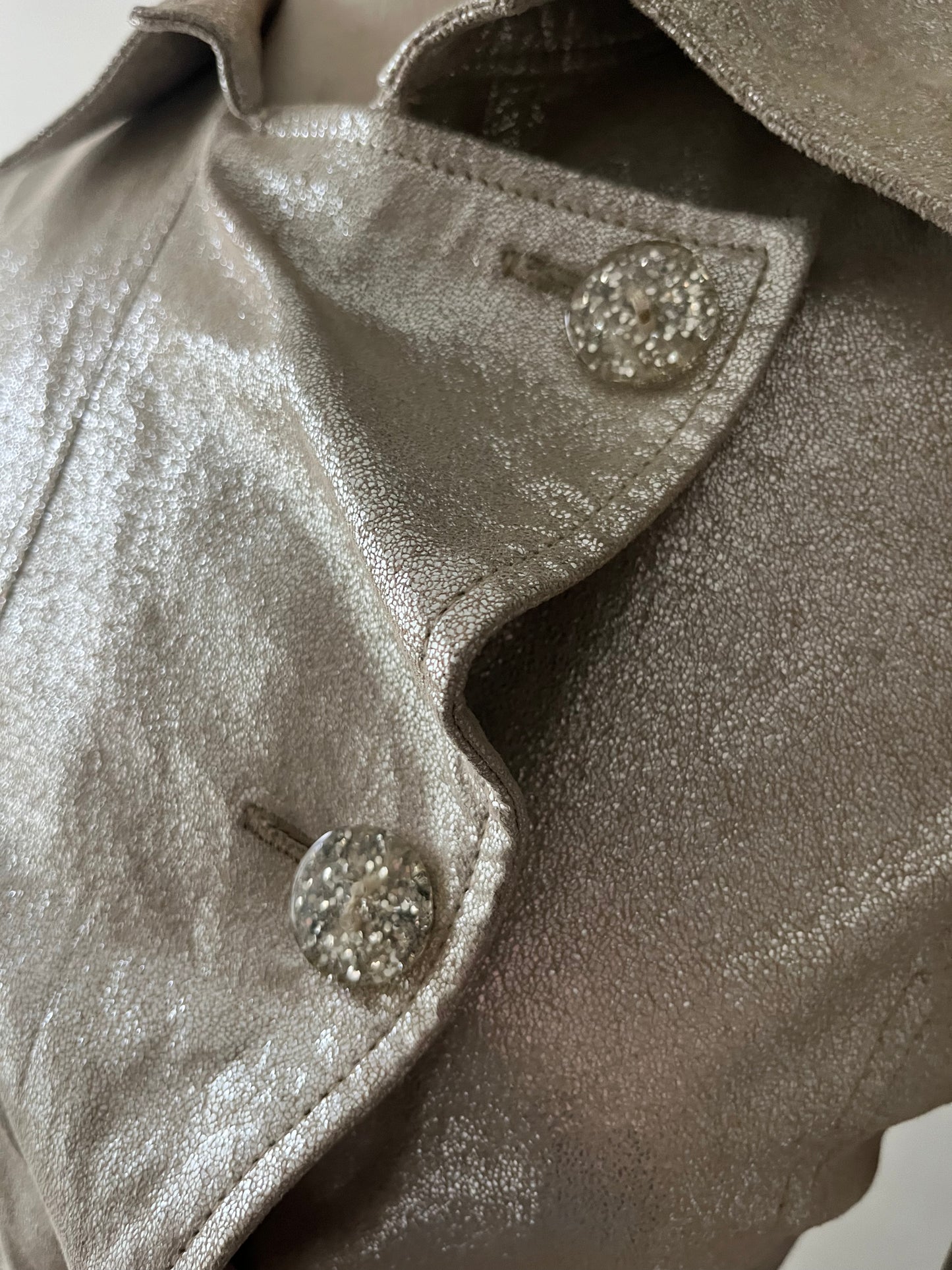 Metallic Silver Leather Structural Jacket| Small