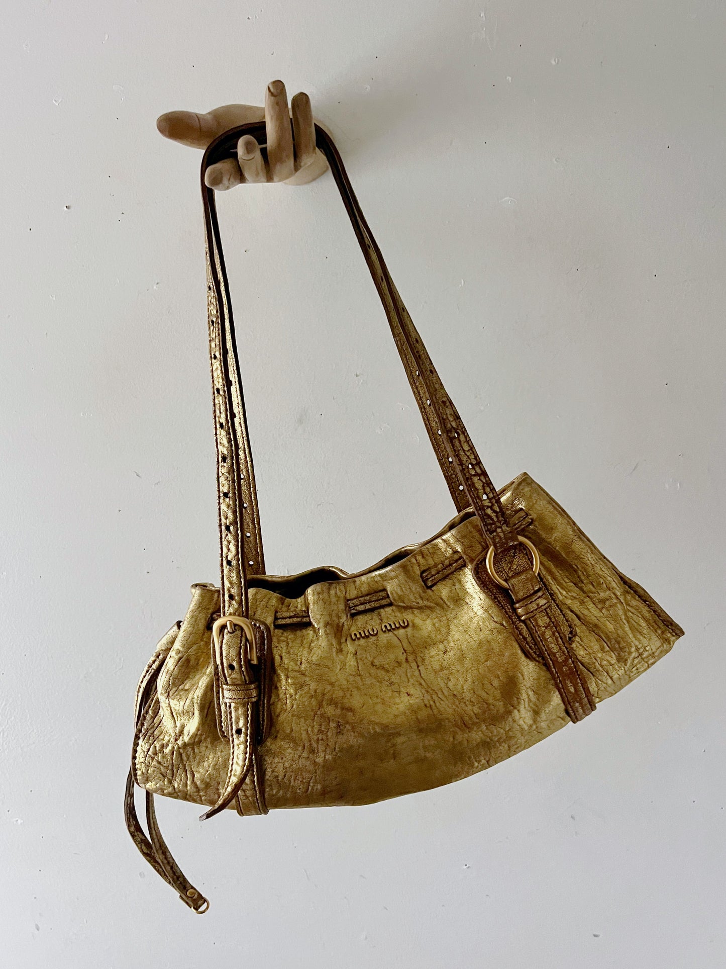 Miu Miu Gold Leather Purse
