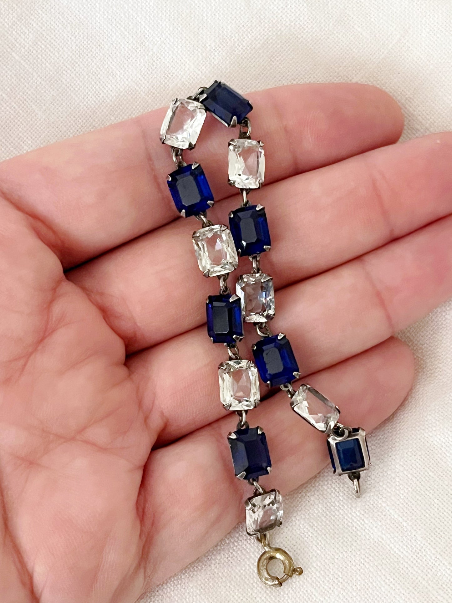 Art Deco Crystal Paste Deep Blue Bracelet