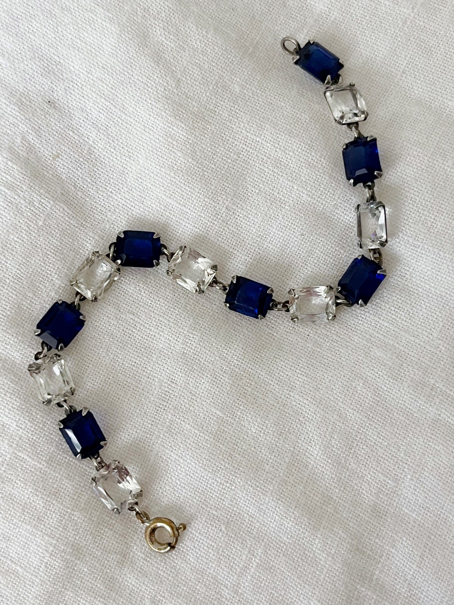 Art Deco Crystal Paste Deep Blue Bracelet