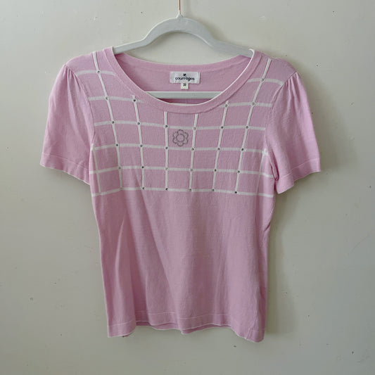 Courreges Rhinestone Knit Baby Tee| S/M