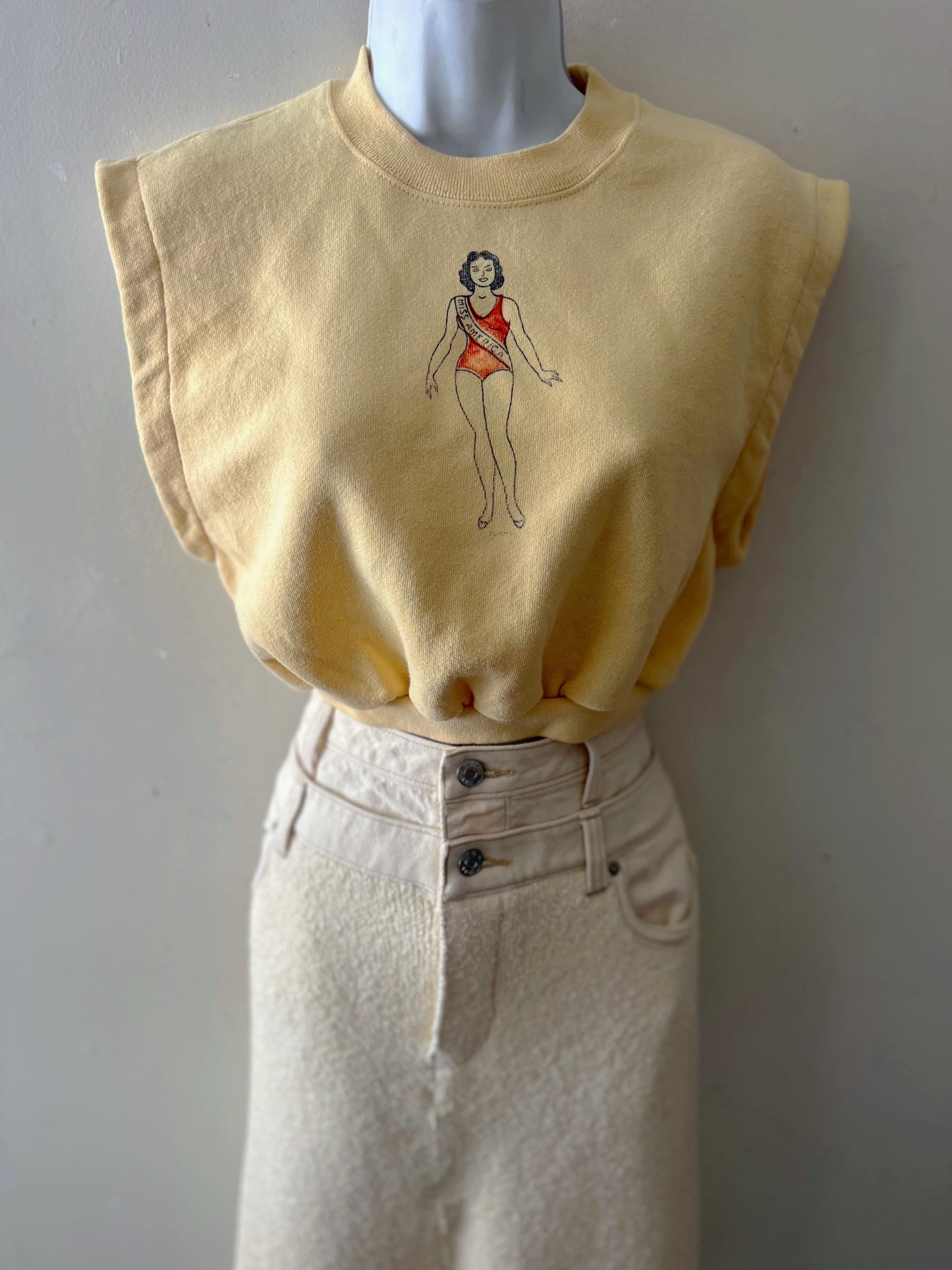 Miss America Modern Crew Sweat Top Butter Yellow| S/M