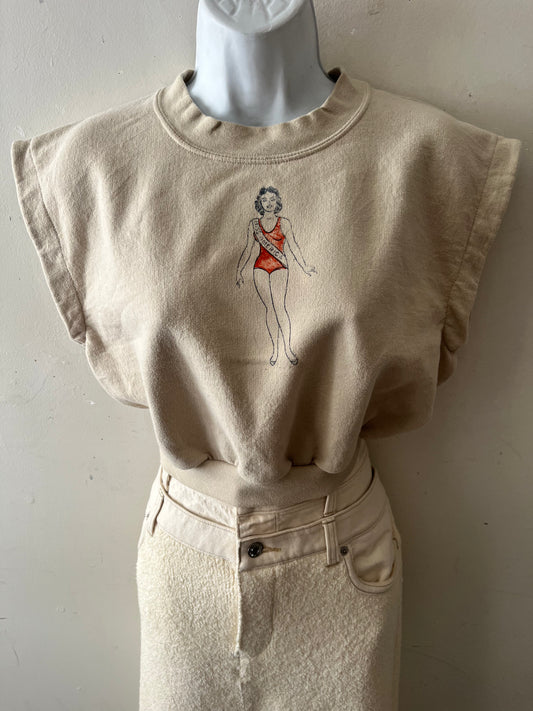 Miss America Modern Crew Sweat Top Milk Tea| S/M