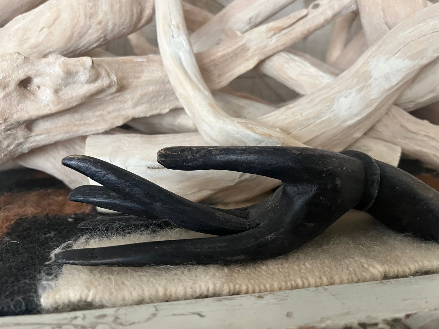 Wood Carved Hand Sculptures- Pair