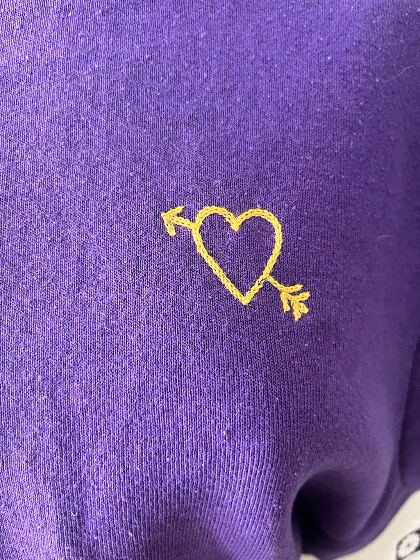Embroidered Modern Crew Sweat Top Purple & Yellow| M/L