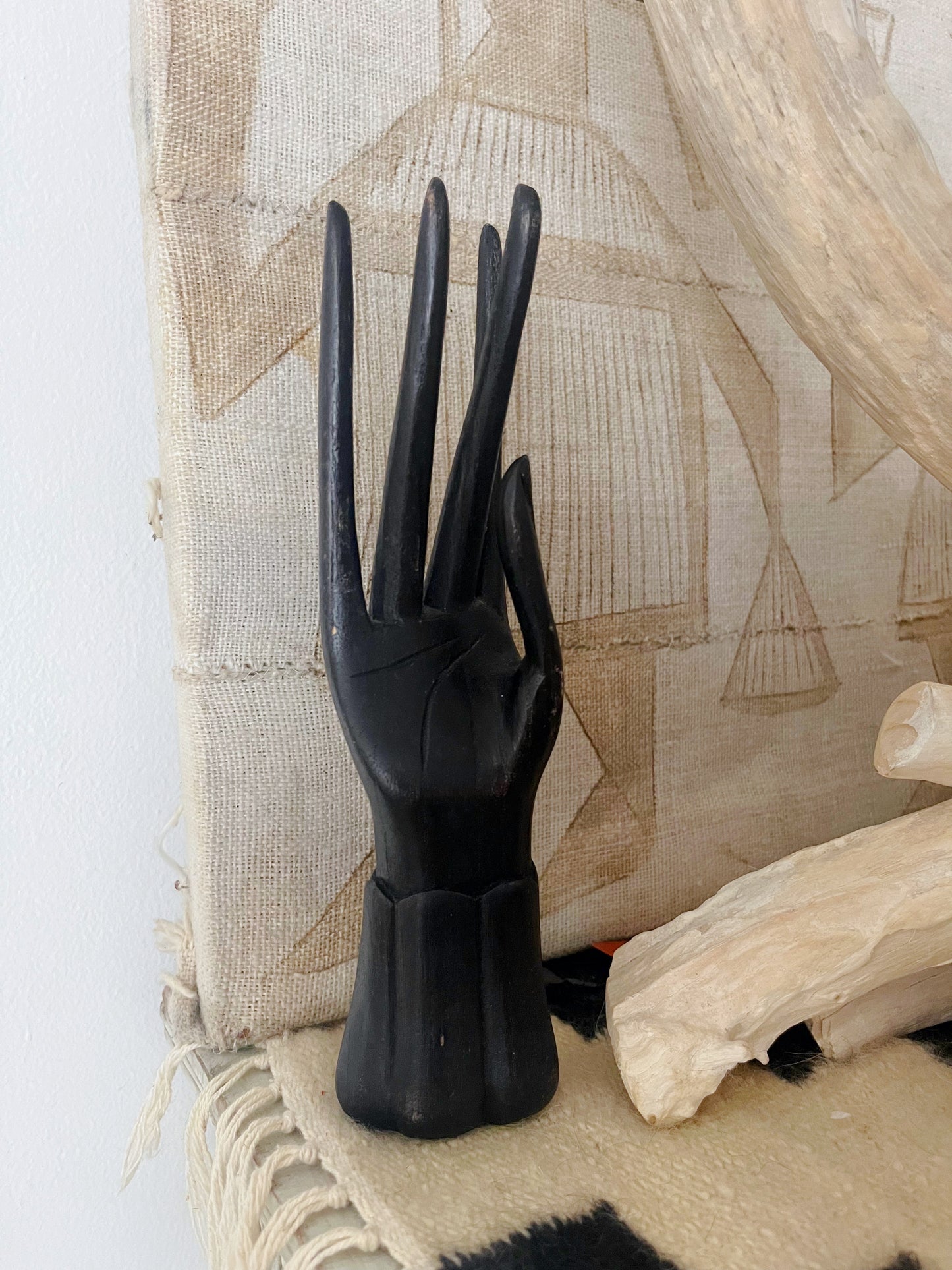 Wood Carved Hand Sculptures- Pair
