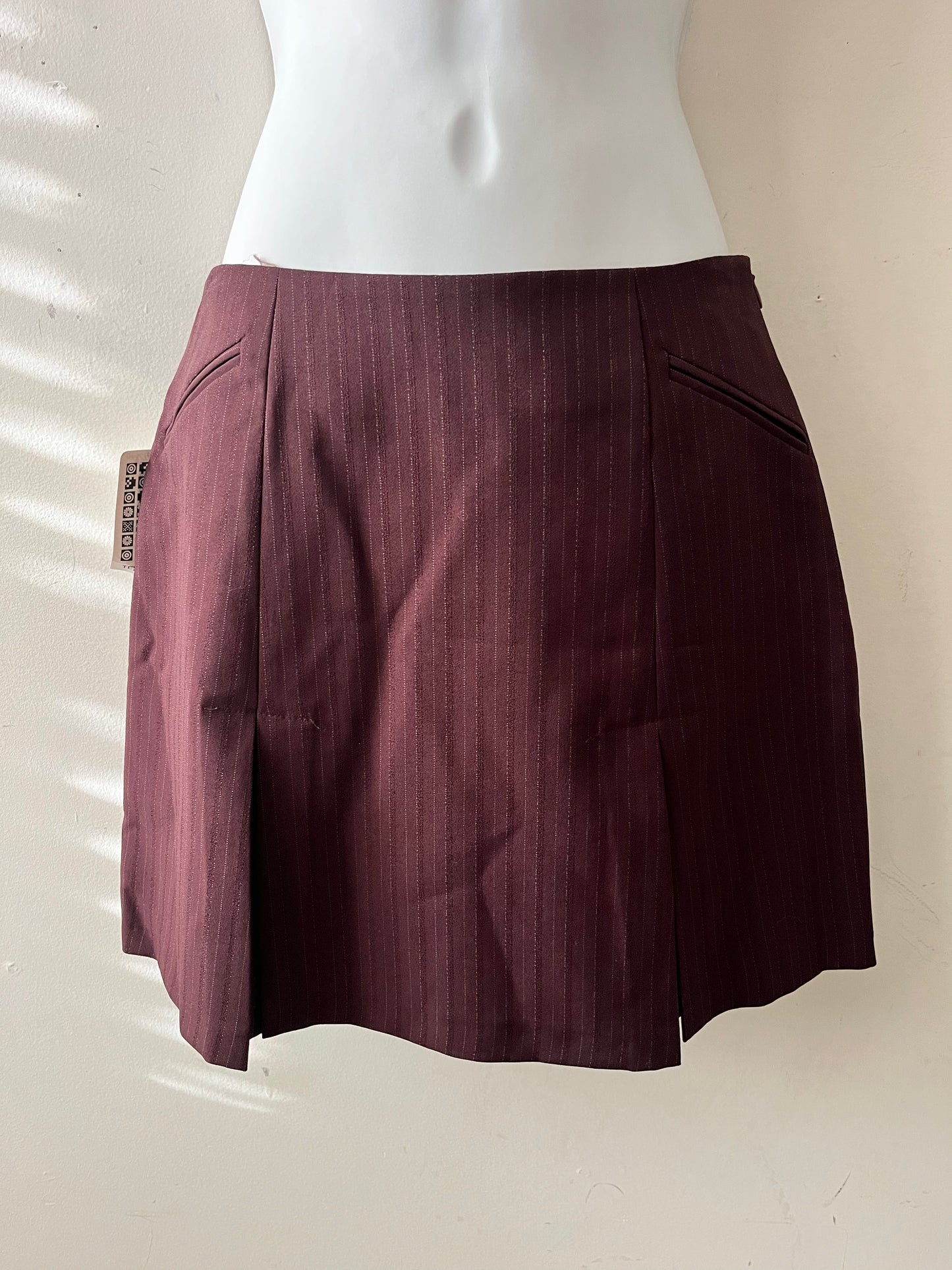 Burgundy Pinstriped Mini Skirt| Small