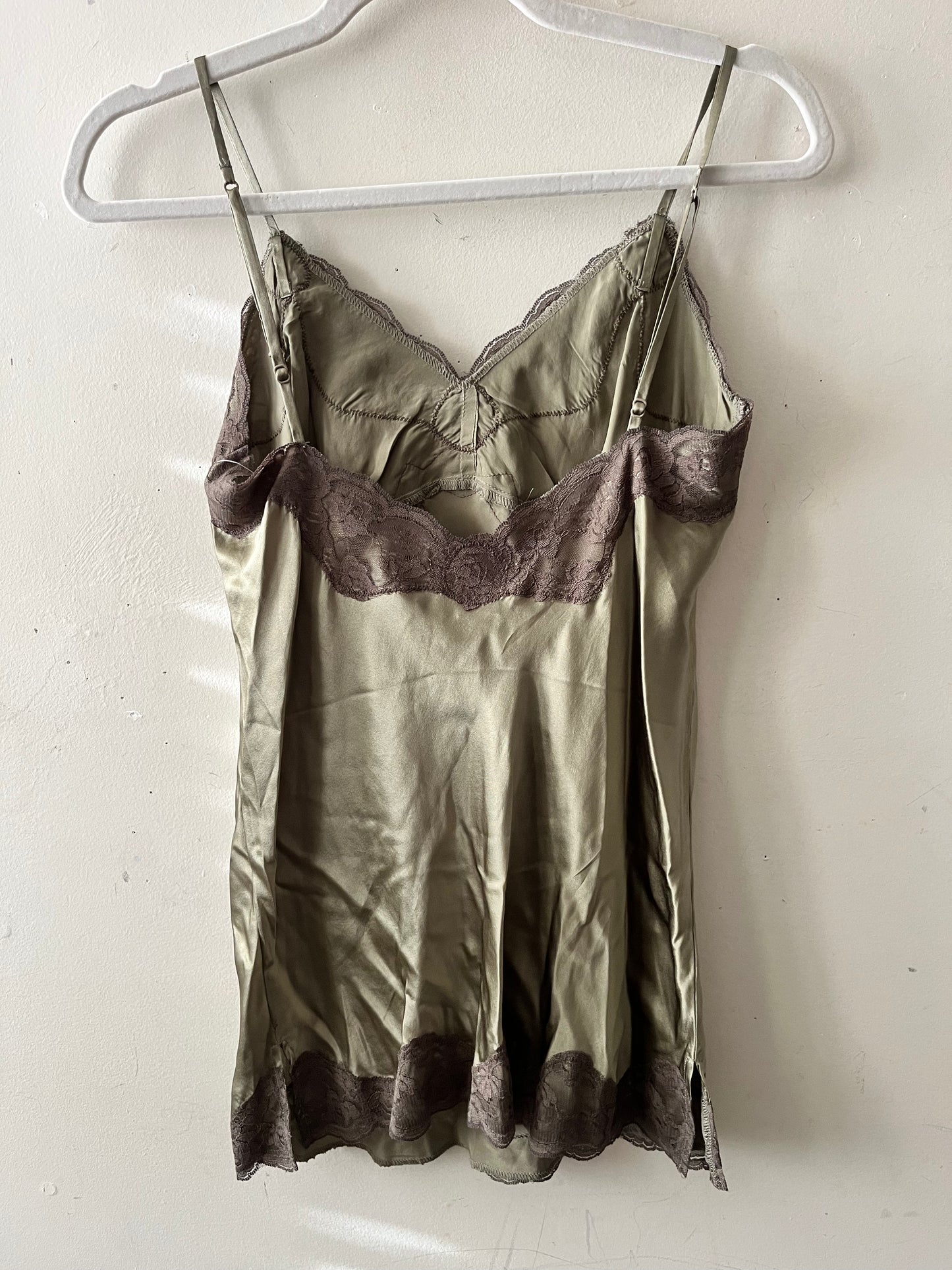 Silk Lace Cami Khaki Green | Small