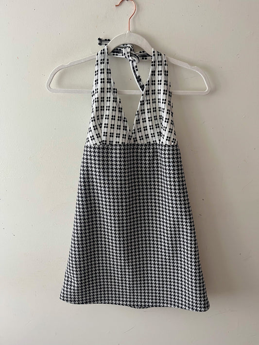 Mini Halter Dress- Classic White & Black