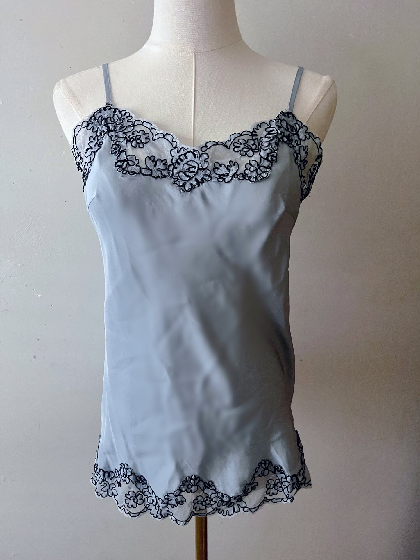 Silk Lace Cami Cool Blue and Black Lace | Small