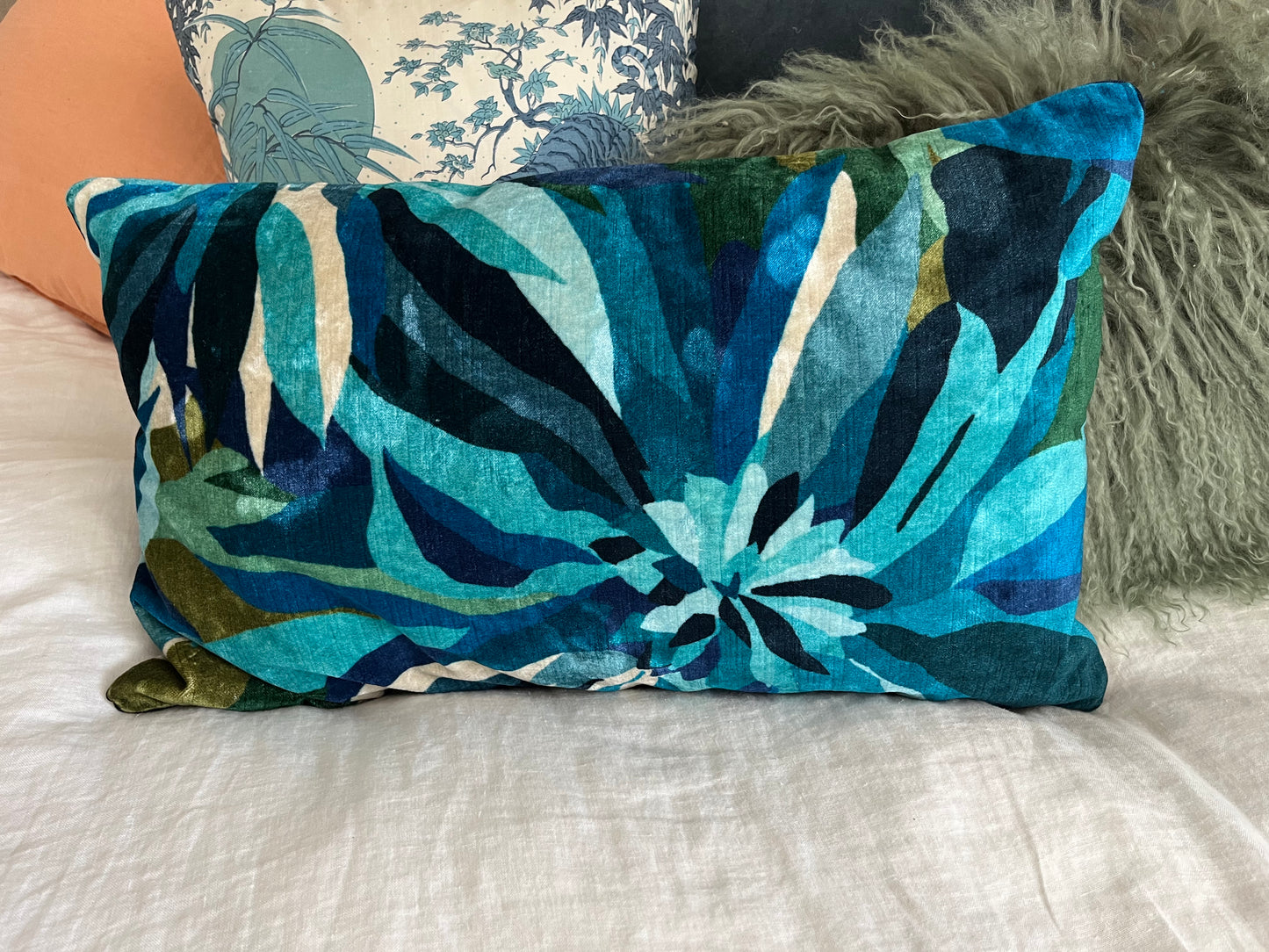 Blue Ombre Wave Decor Pillow