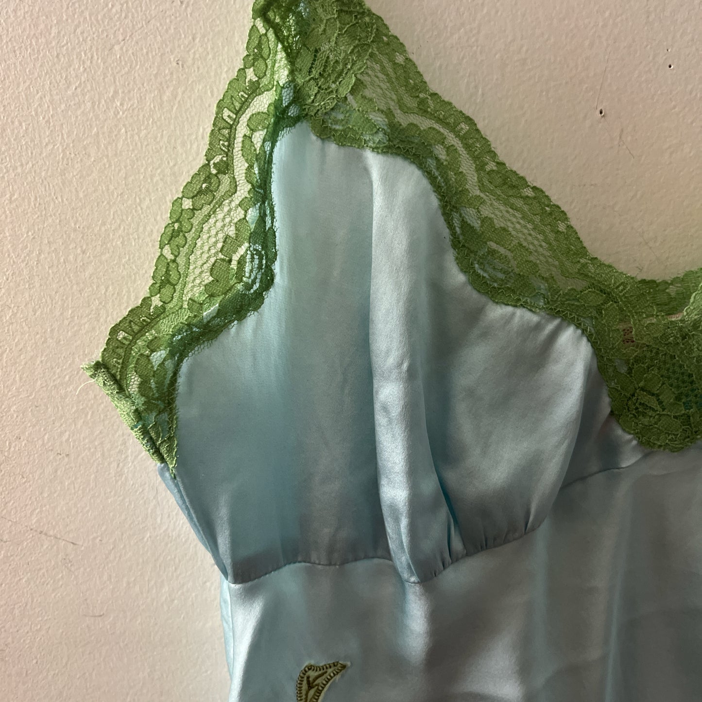 Silk Lace Cami Embroidered Powder Blue| Small