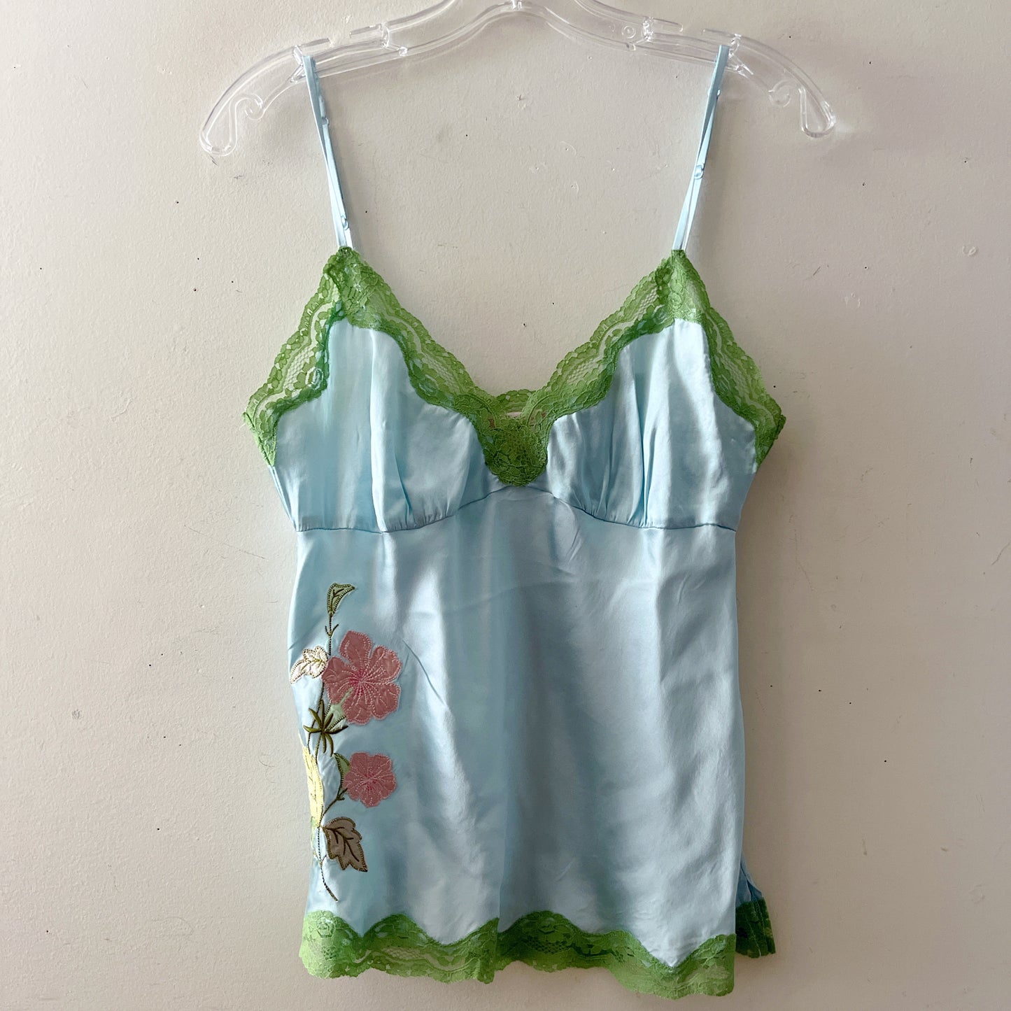 Silk Lace Cami Embroidered Powder Blue| Small