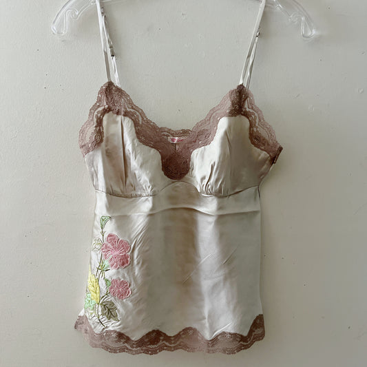 Silk Lace Cami Embroidered Silver| Large