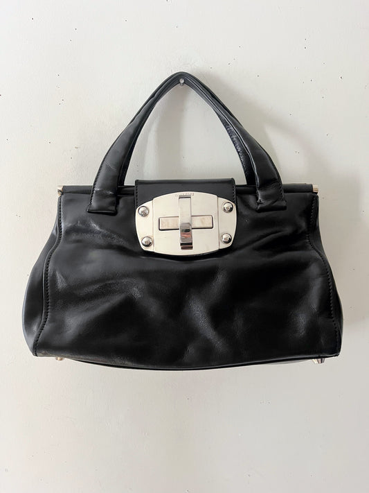 Miu Miu Leather Turn-lock Tote Purse