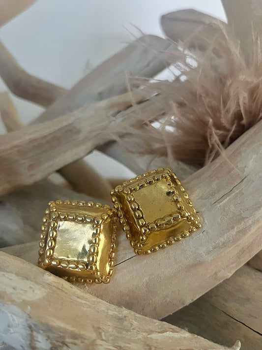 Puffy Square Clip On Earrings