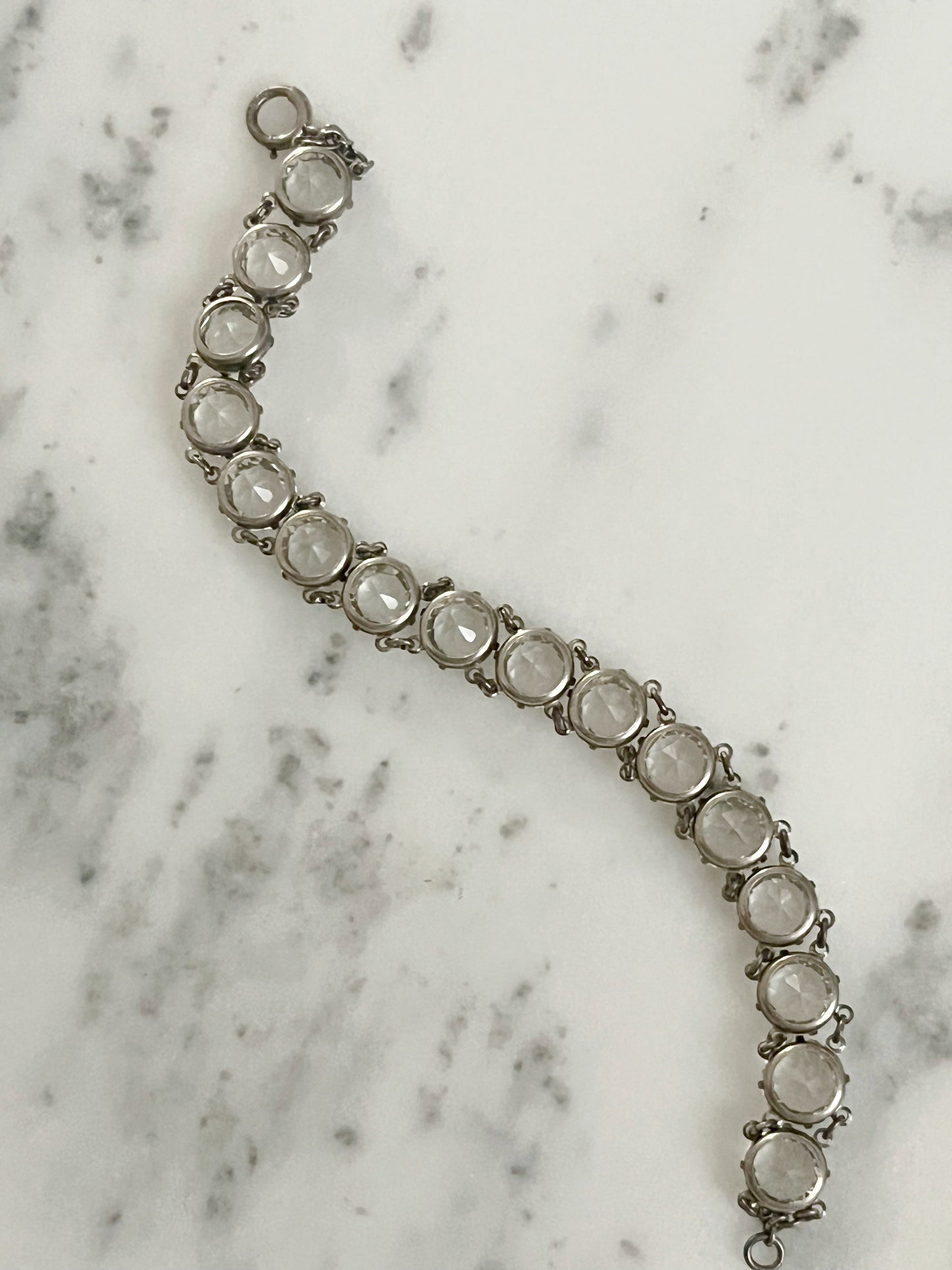Art Deco Sterling Crystal Paste Bracelet