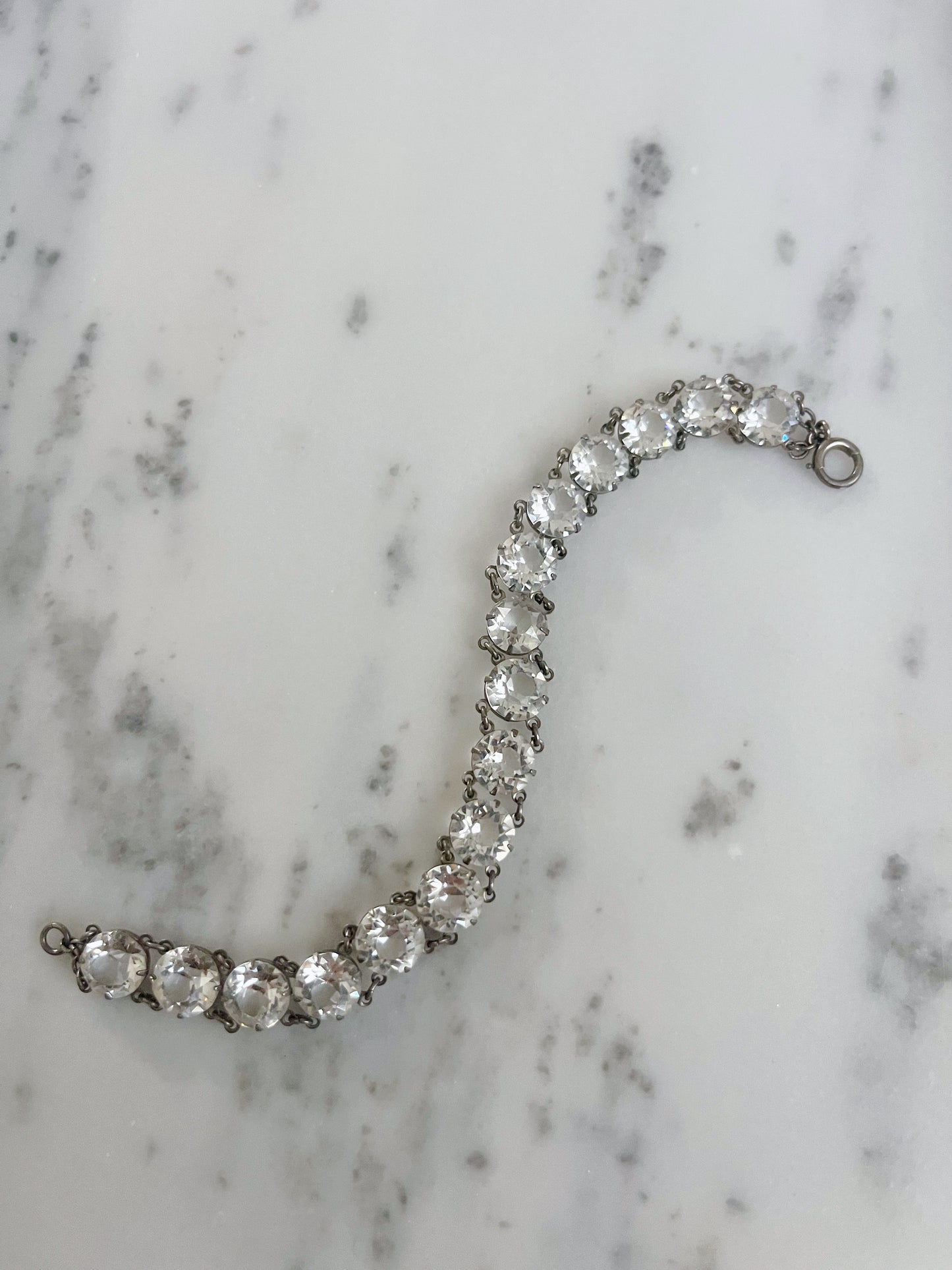 Art Deco Sterling Crystal Paste Bracelet