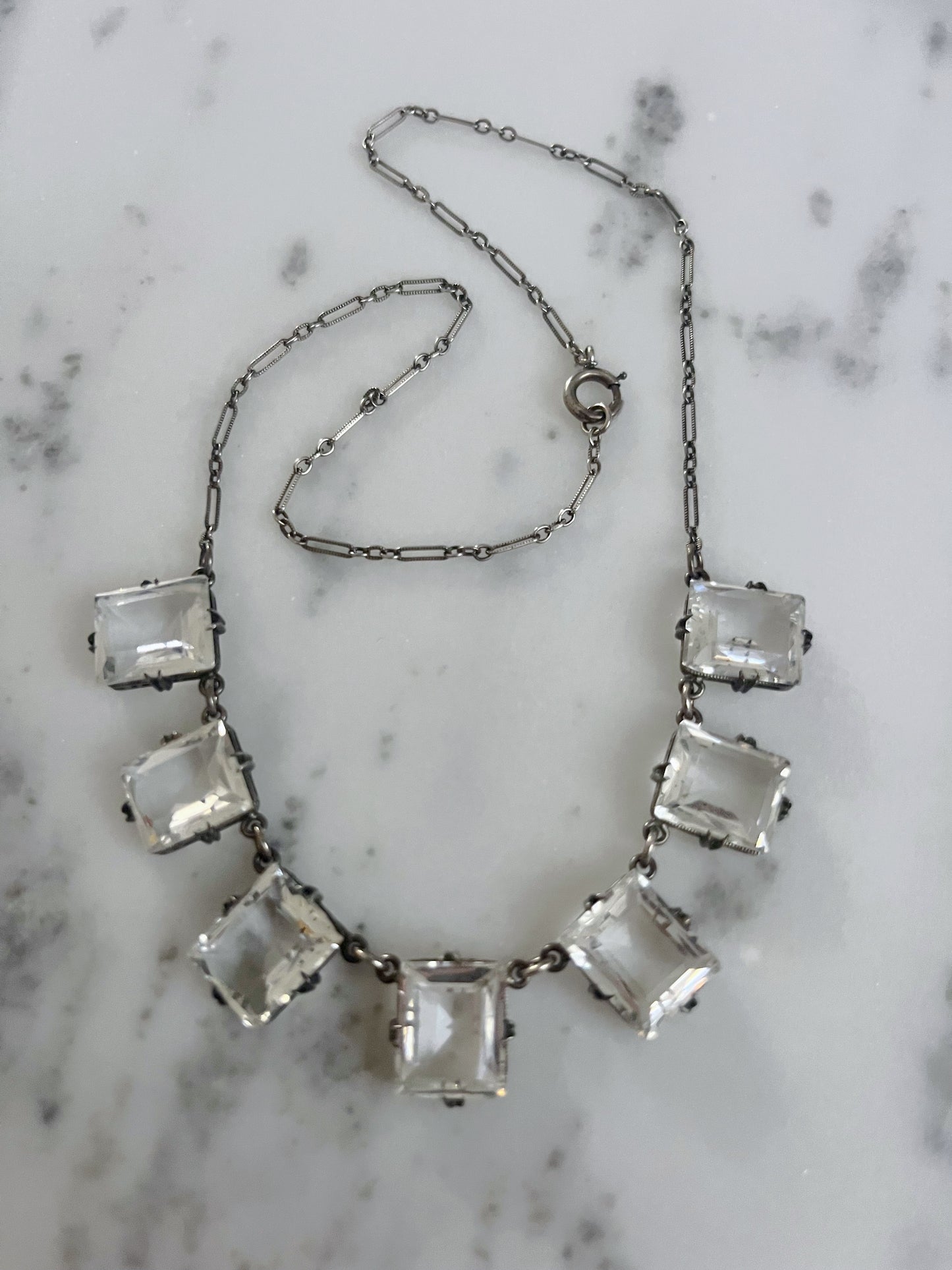 Art Deco Quartz Crystal Sterling Necklace