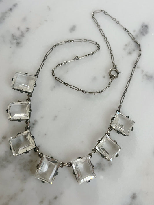 Art Deco Quartz Crystal Sterling Necklace