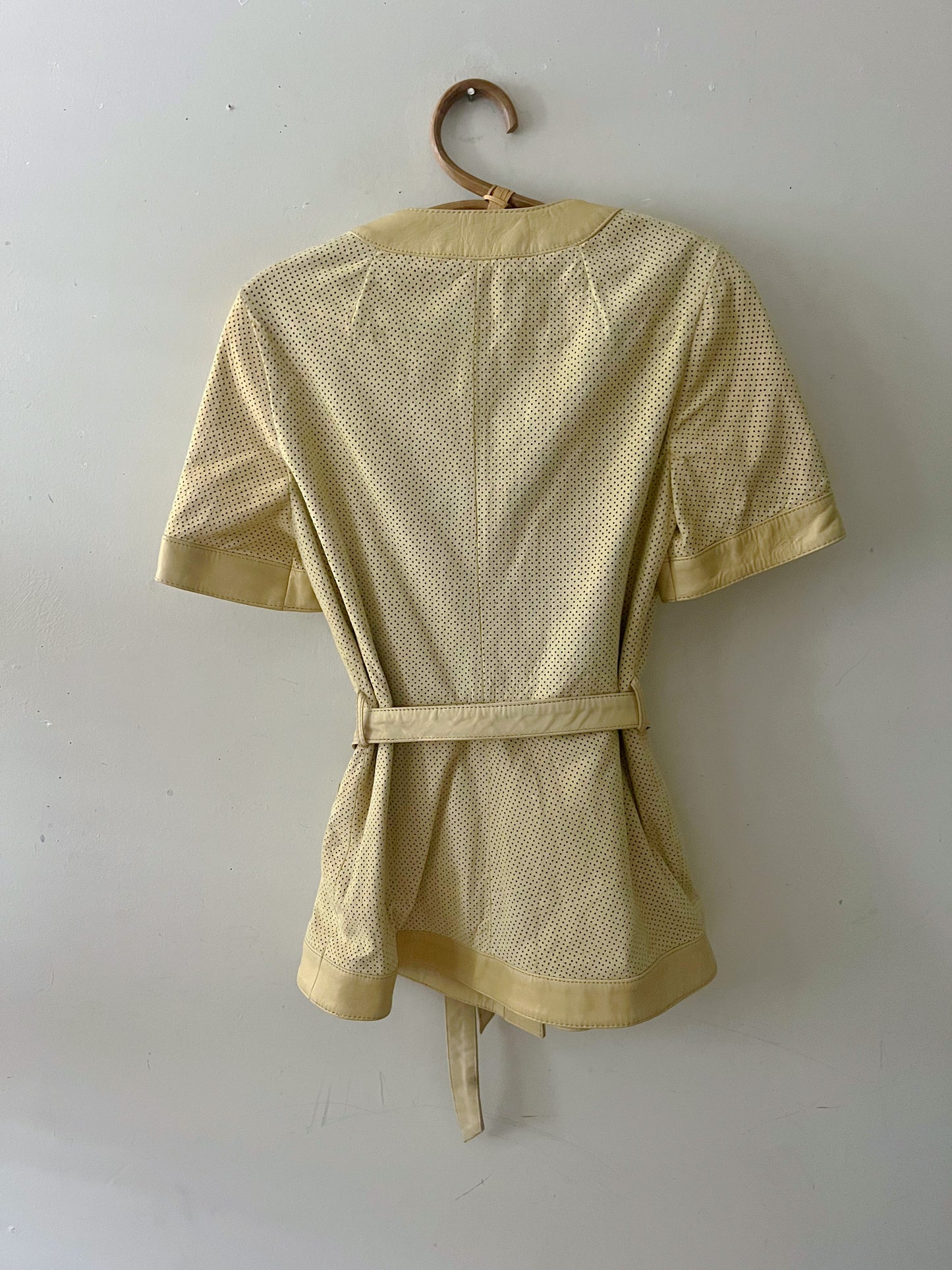 Leather Suede Preforated Short Sleeve Jacket| S/M