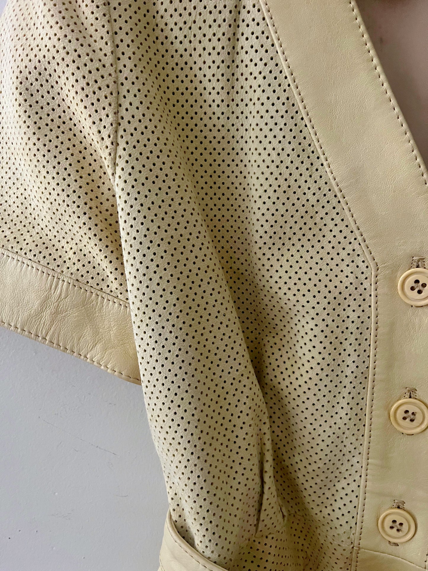 Leather Suede Preforated Short Sleeve Jacket| S/M