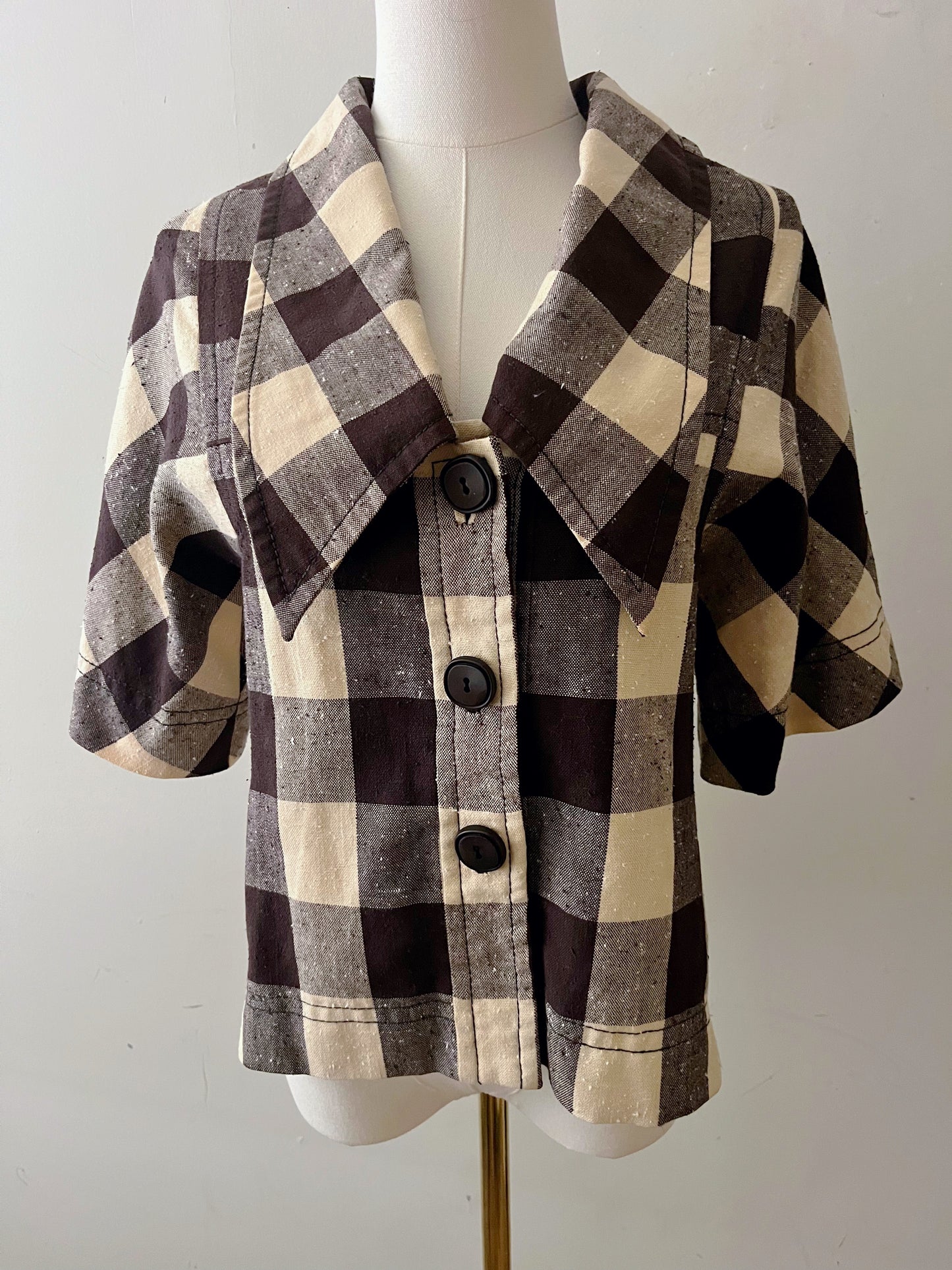 Gingham Short Sleeve Jacket| S/M