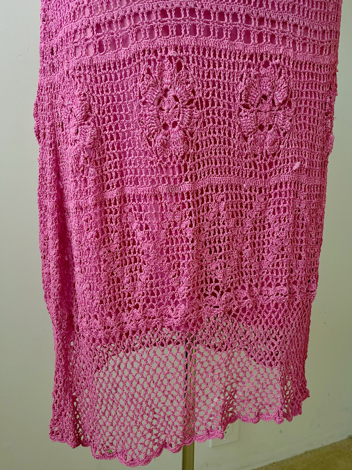 Crochet Knit Floral Midi Dress