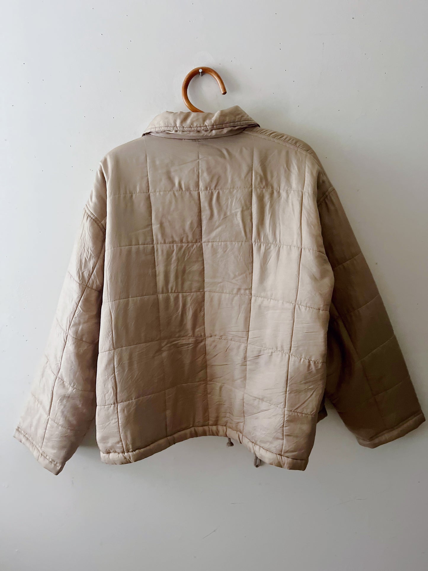Light Taupe Utility Quilted Silk Jacket