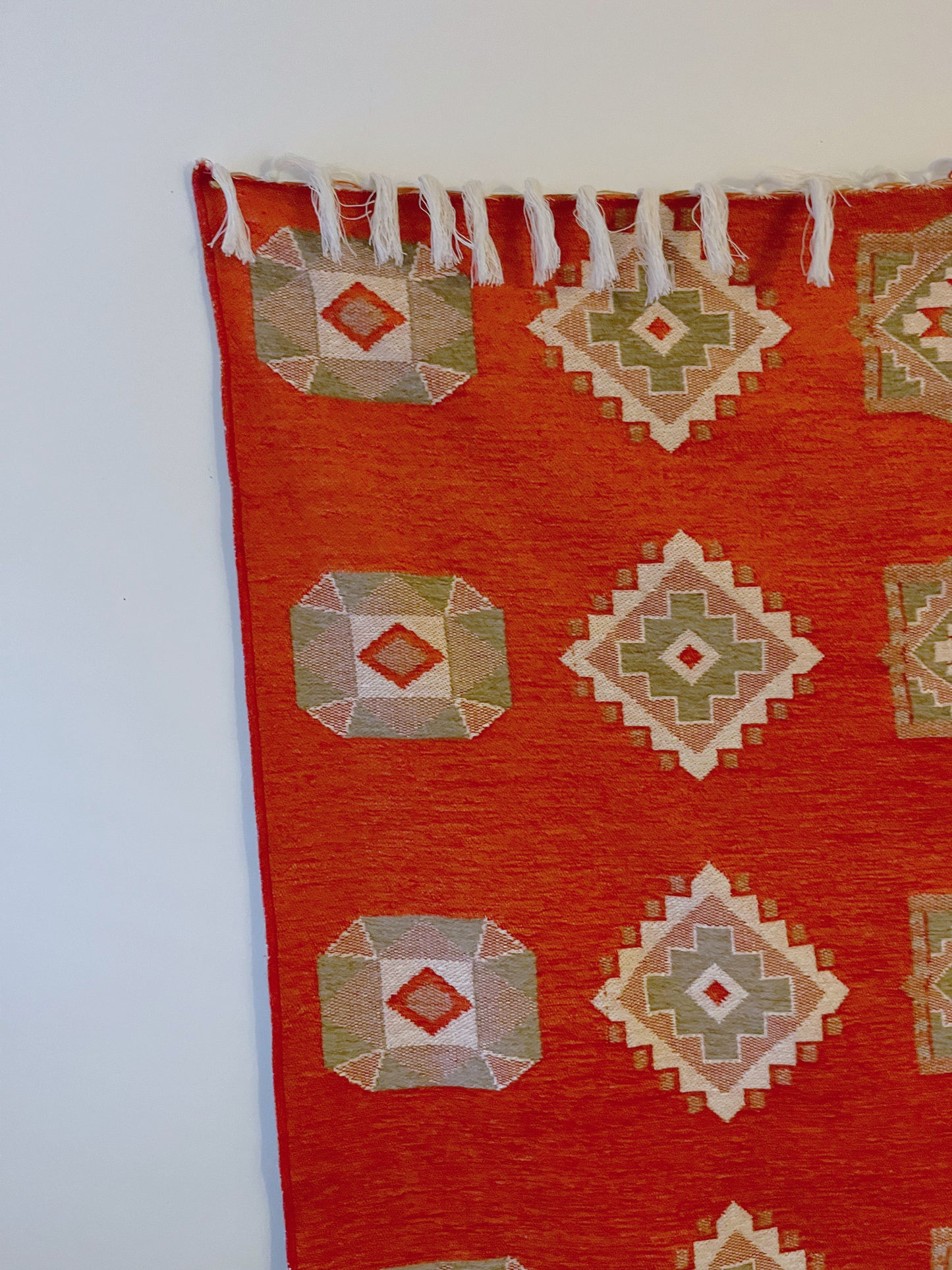 Woven Coral Aztec Textile Coverlet Rug