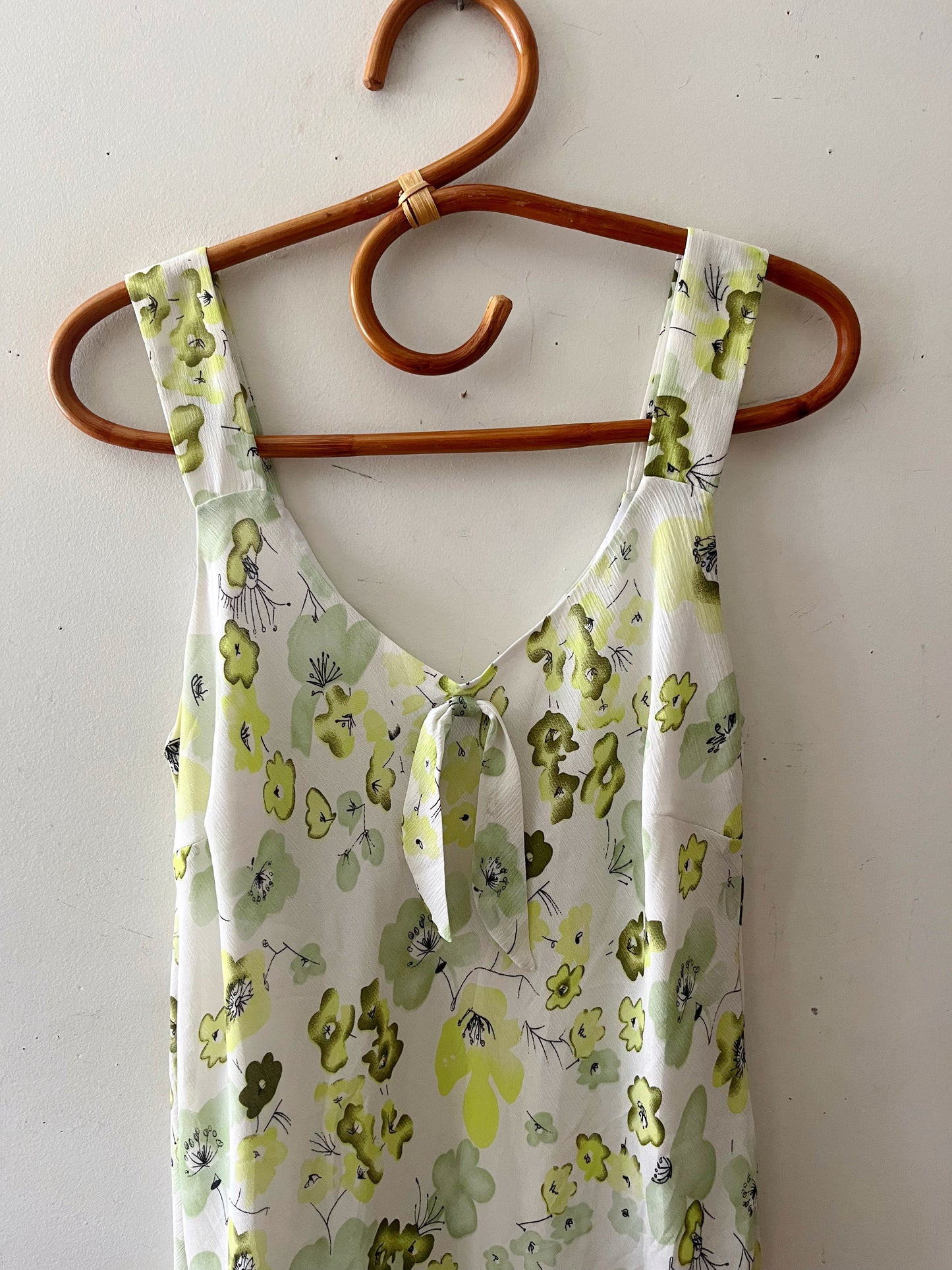 Lime Florals Bias Cut Slip Dress
