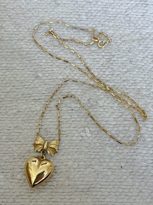 Puffy Heart Bow Necklace
