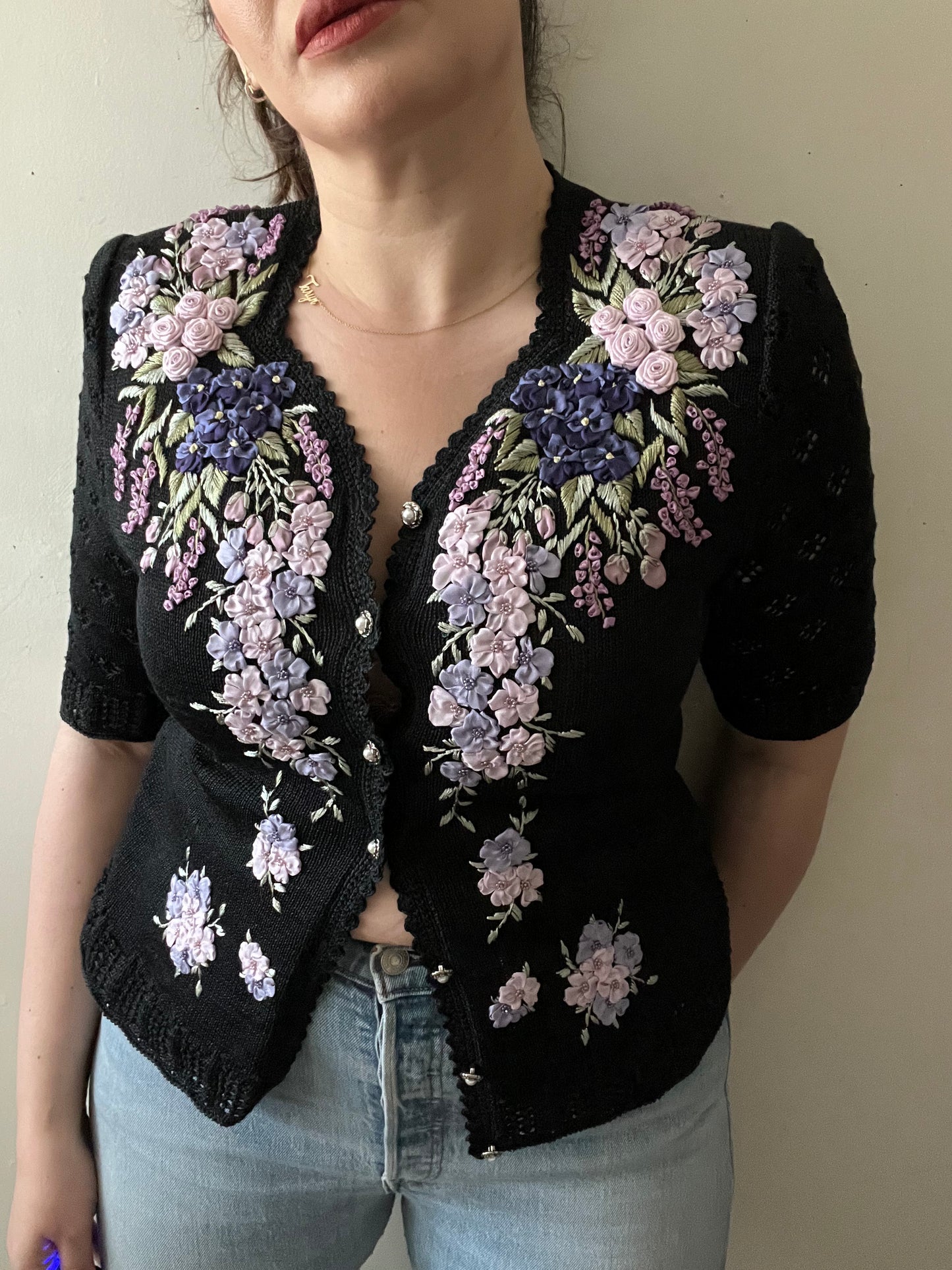 Embroidered Garden Knit Top