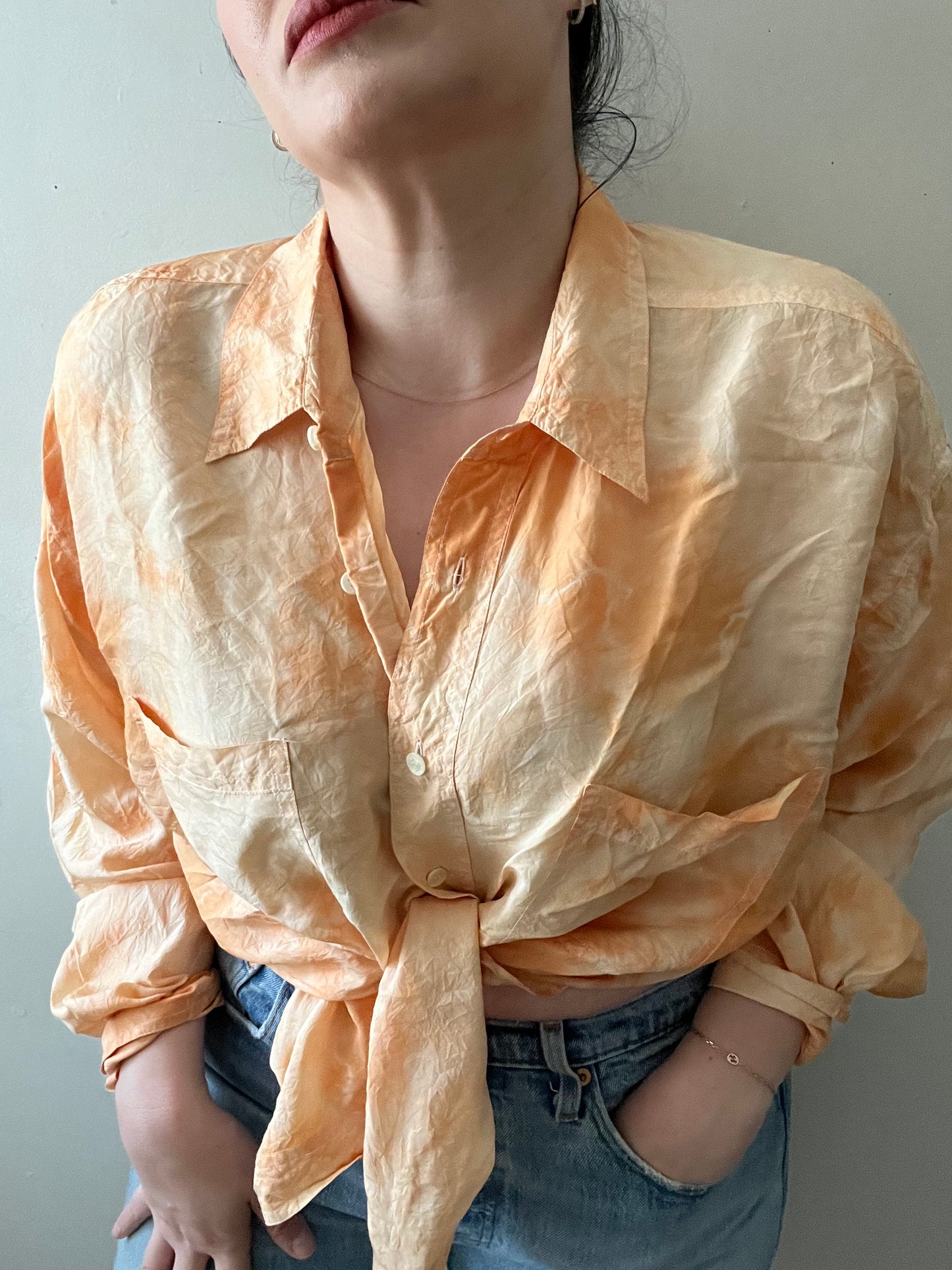 Cantelope Airy Silk Blouse