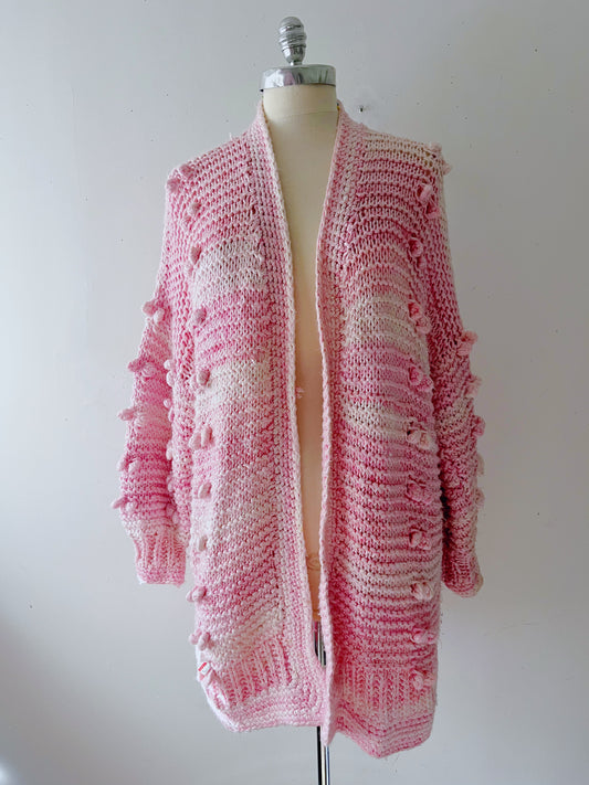 Pom Pom Crocheted Knit Sweater