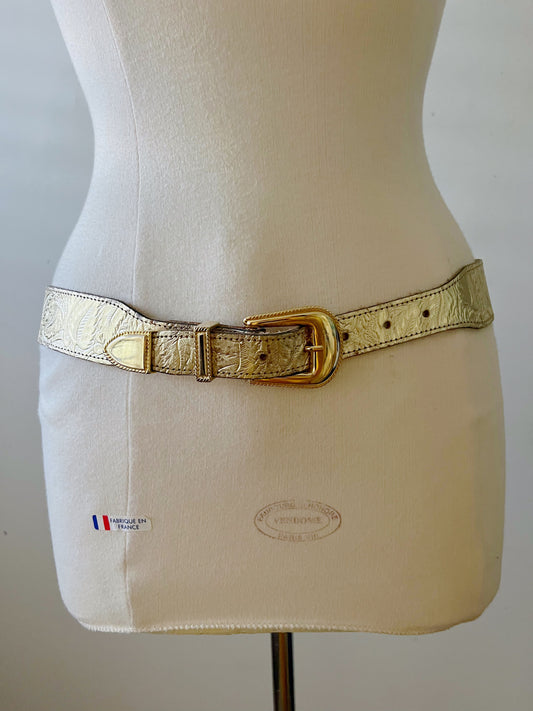 Gold Metallic Leather Belt
