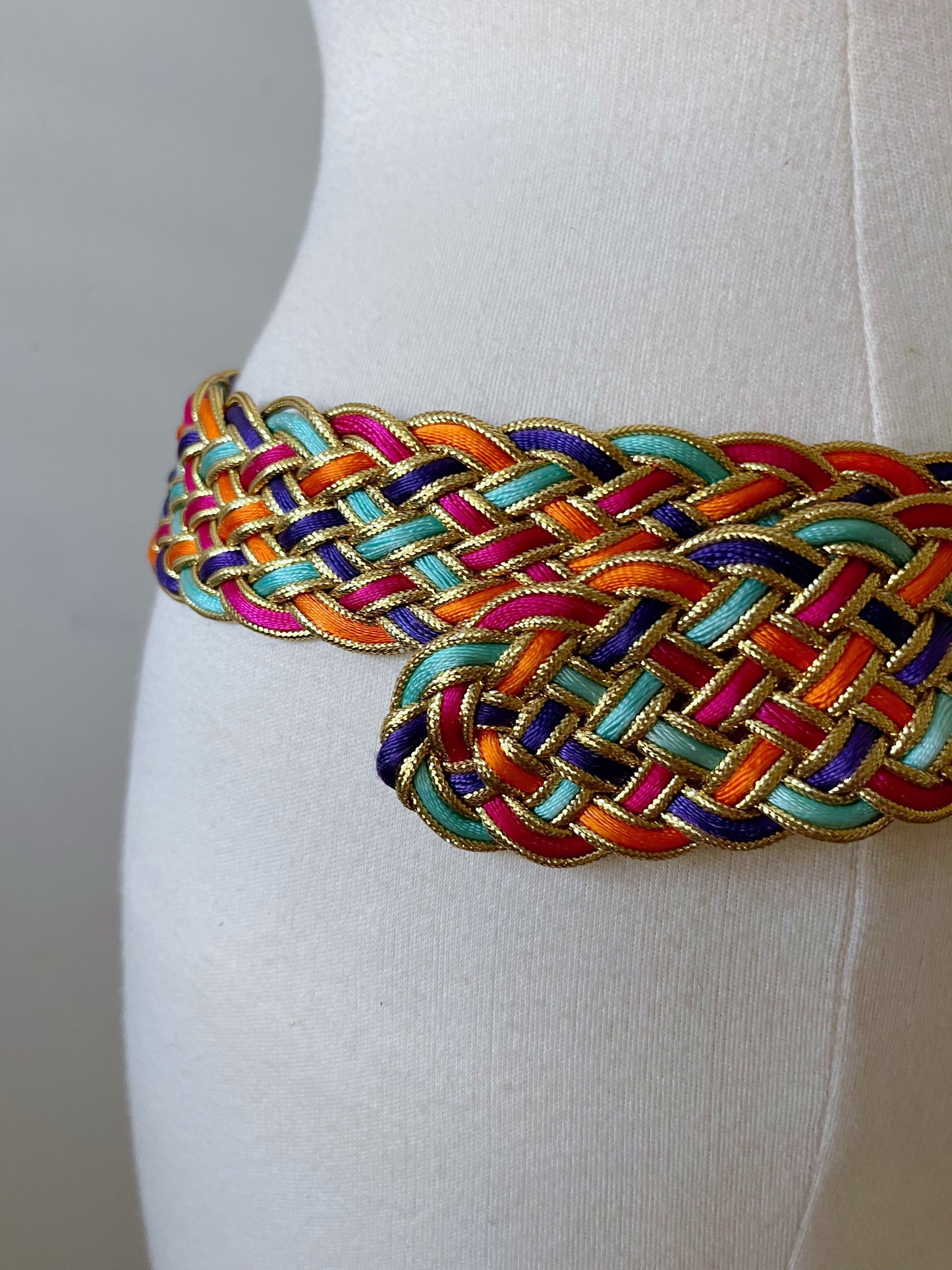 Rainbow Braided Weaved Belt