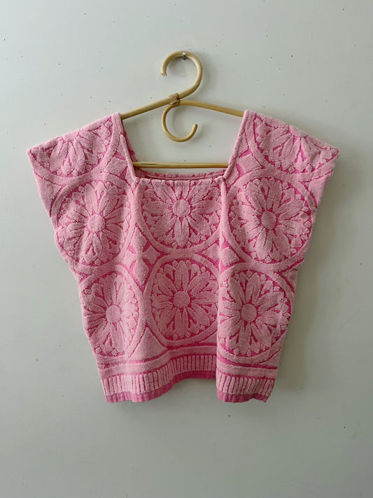 Bubble Pink Medallion Towel Top| M/L