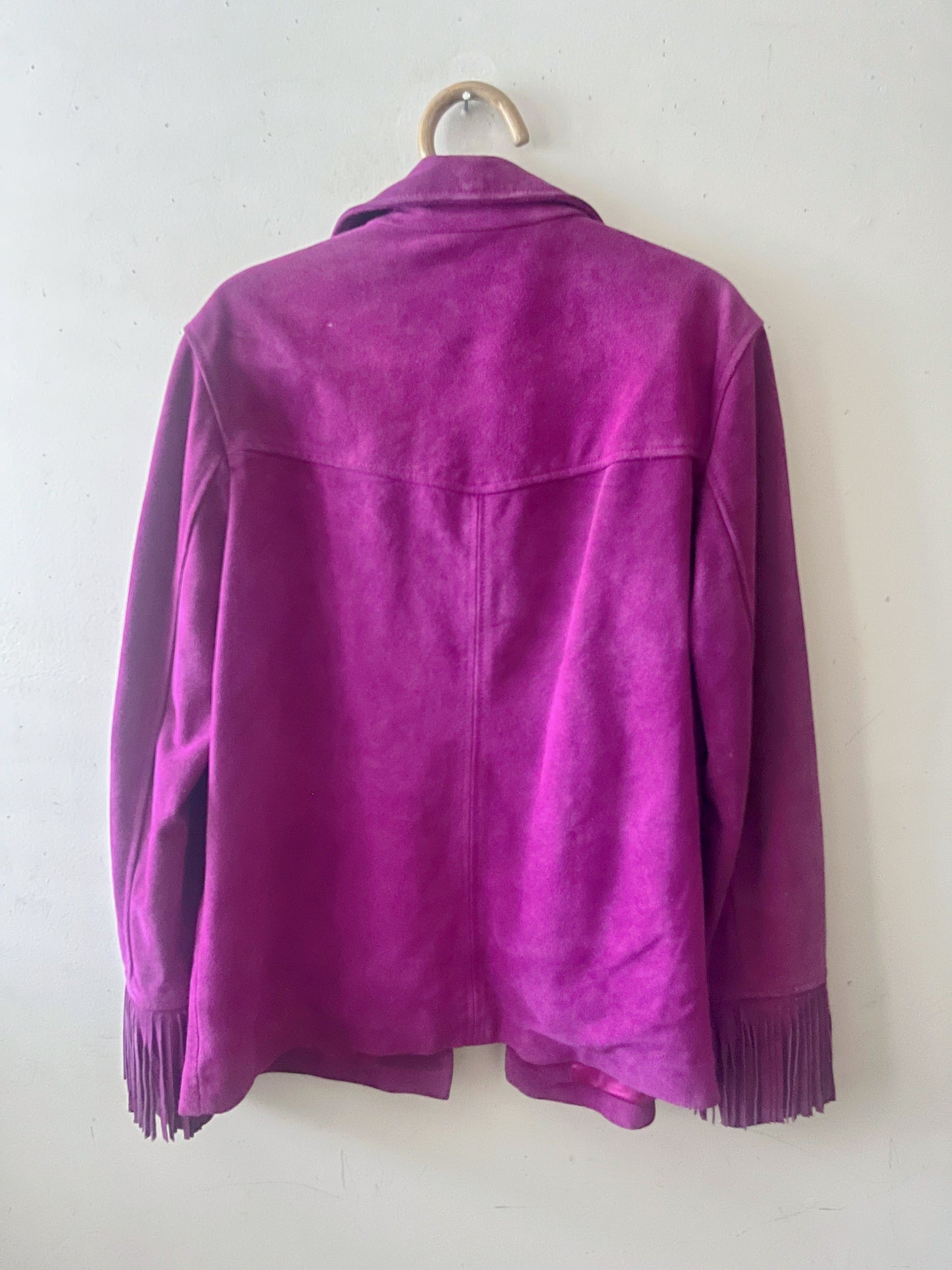 Red Violet Suede Fringe Jacket| M/L