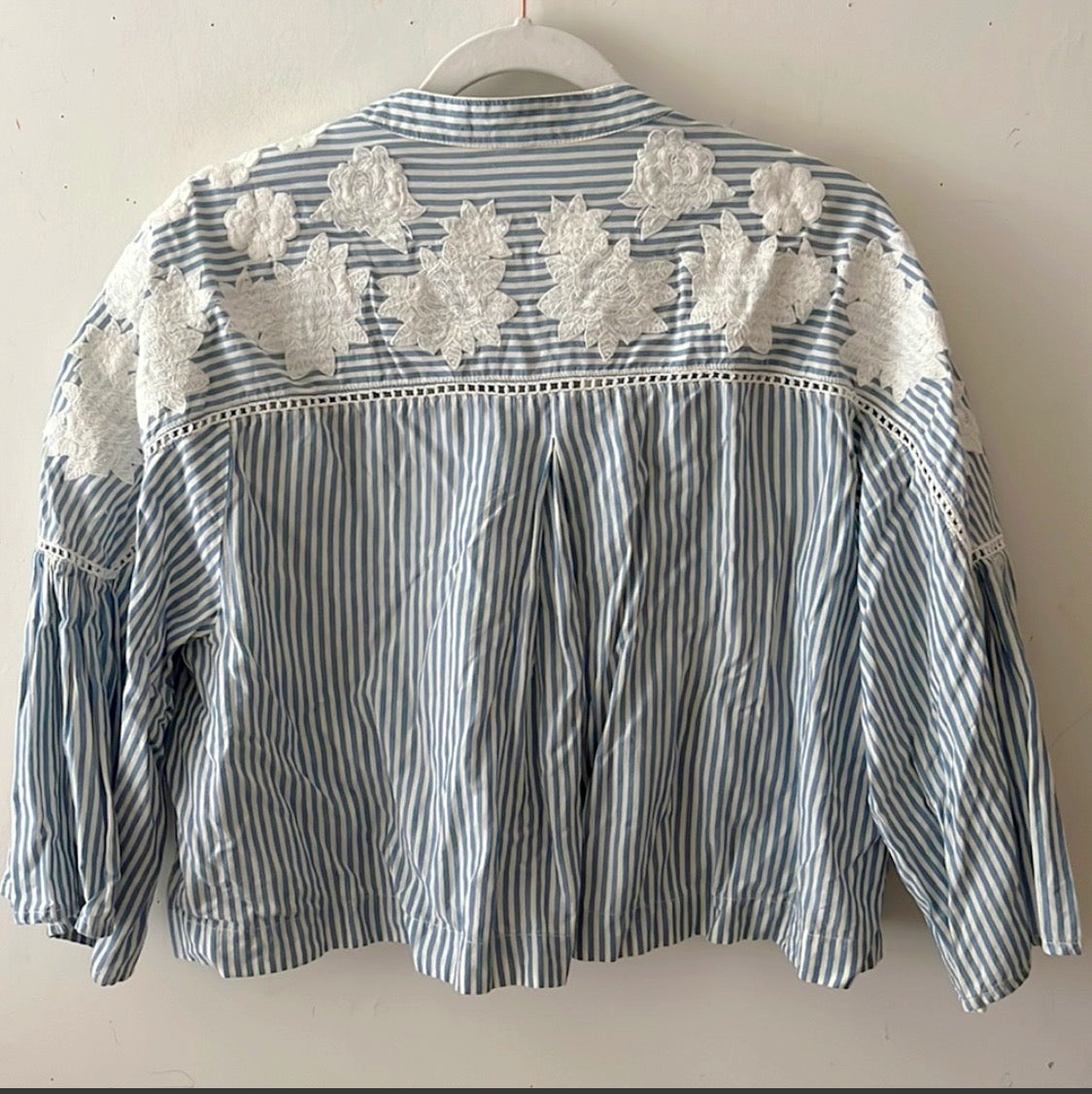 Boho Striped Floral Embroidered Top