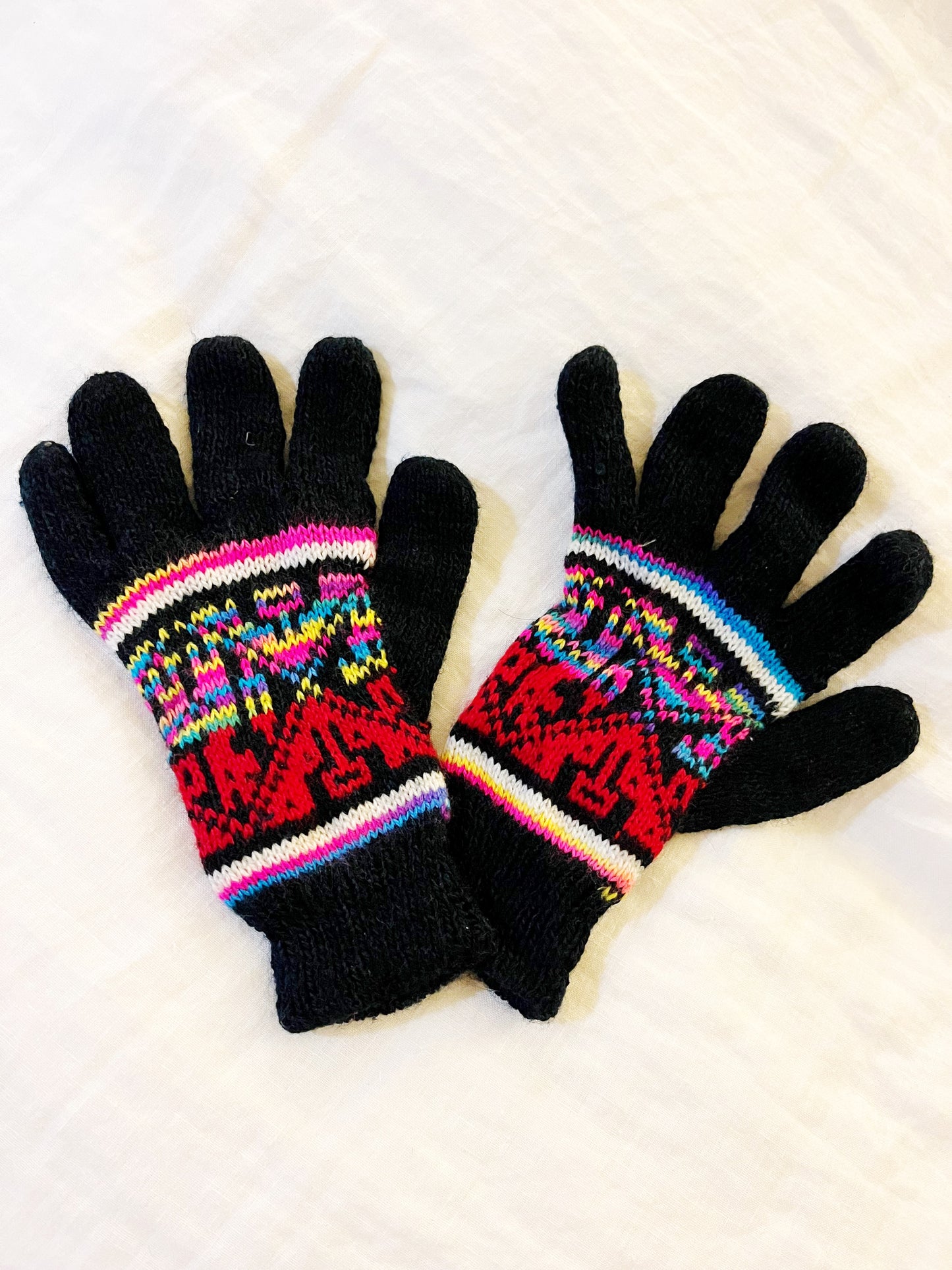 Alpaca Hand Knit Rainbow Gloves