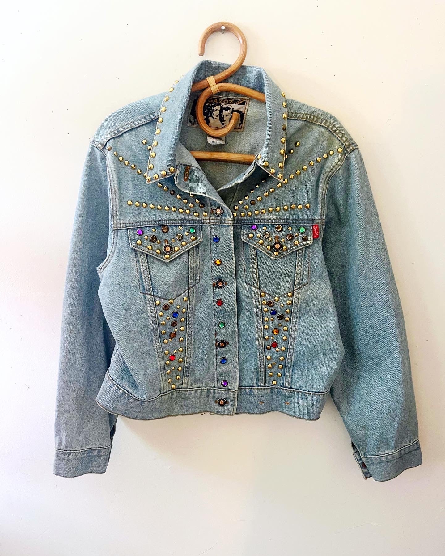 Gazoz Rainbow Studded Denim Jacket