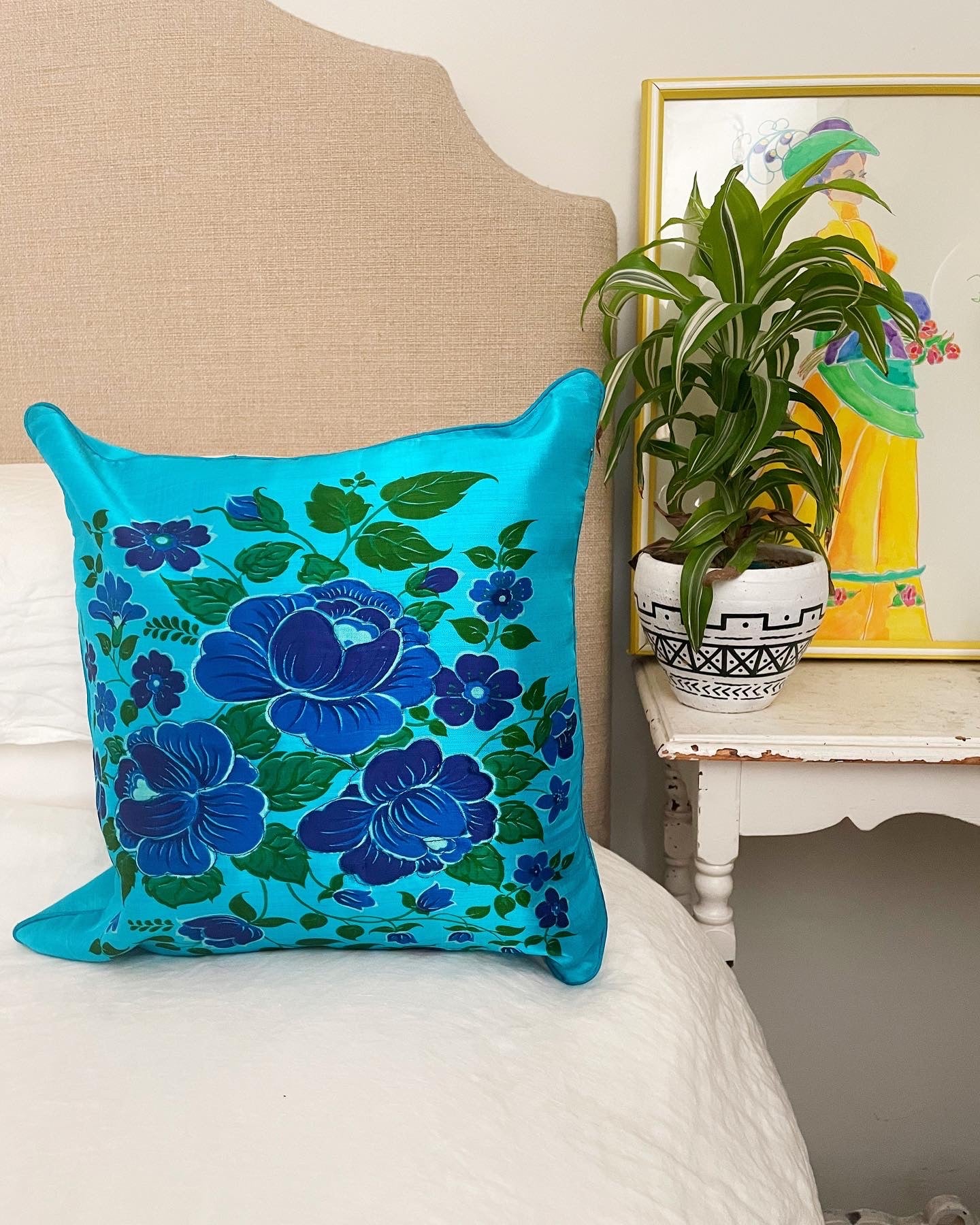 Vintage Mid Century Decorative Pillow-Floral