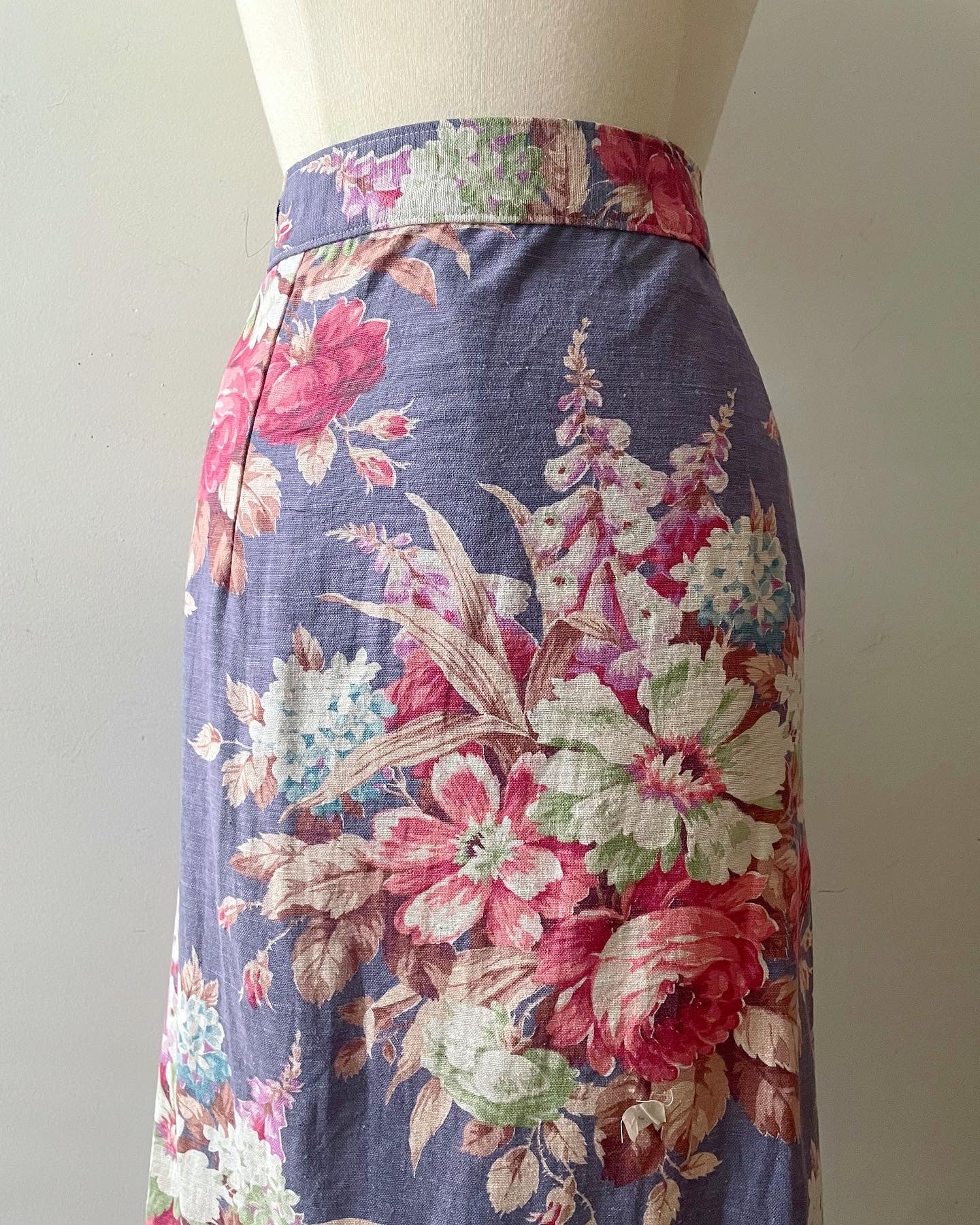 Ralph Lauren Linen Floral Wrap Skirt