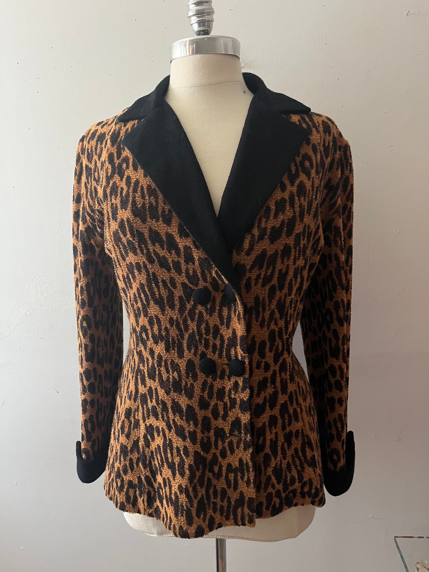 Leopard Double Breasted Terrycloth Blazer