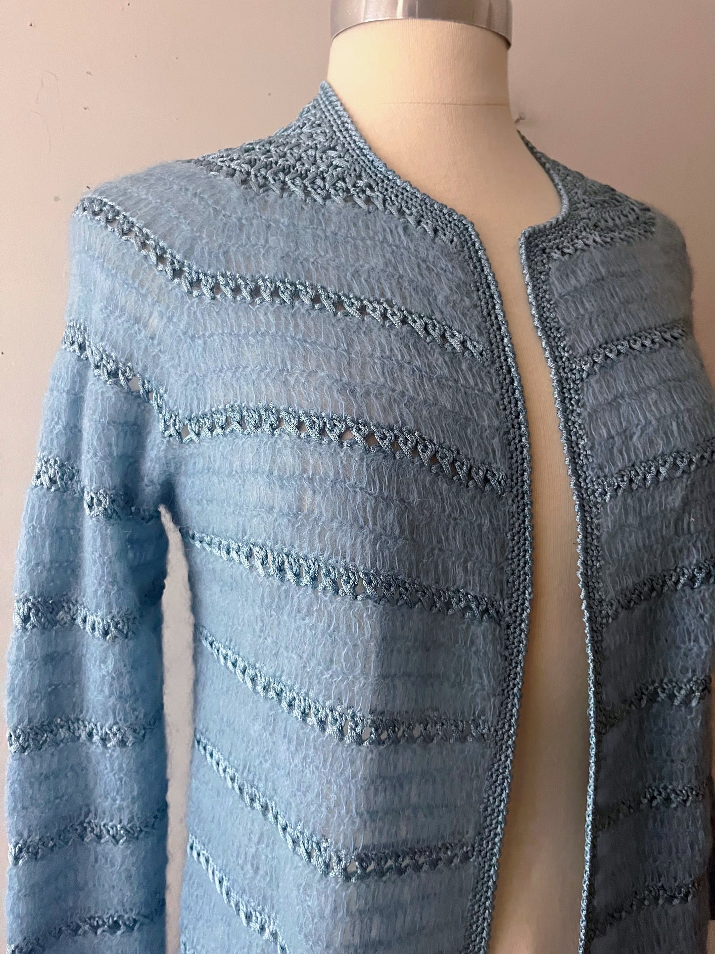 Crocheted Mohair Knit Sweater