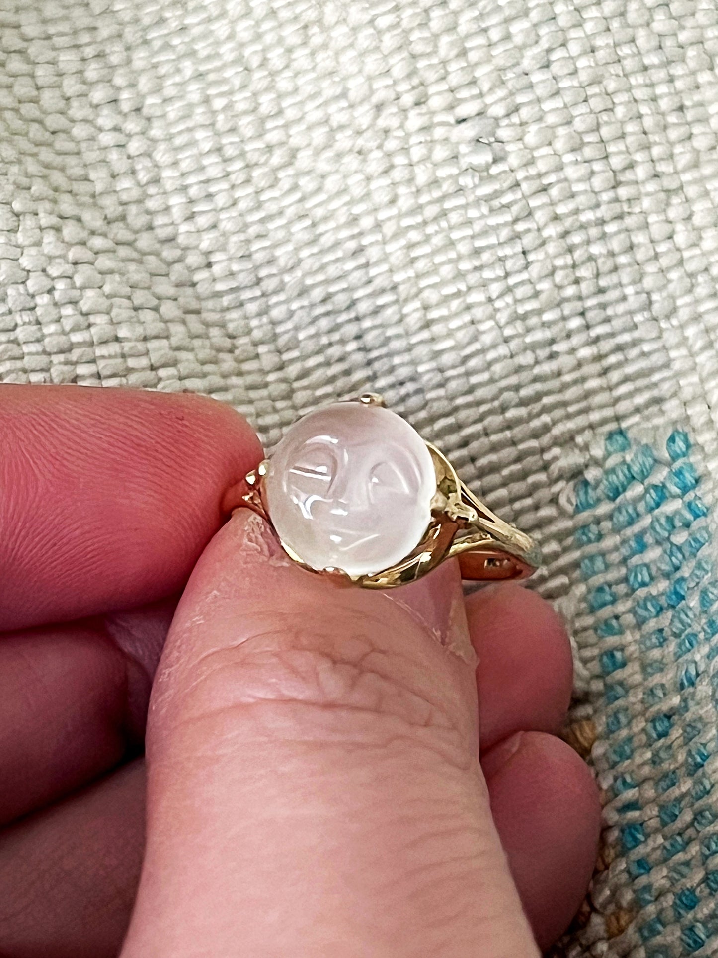 "Man in the Moon" Moonstone Gold Ring