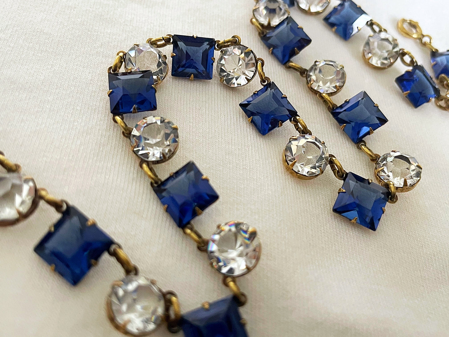 Art Deco Sapphire Crystal Open Back Necklace