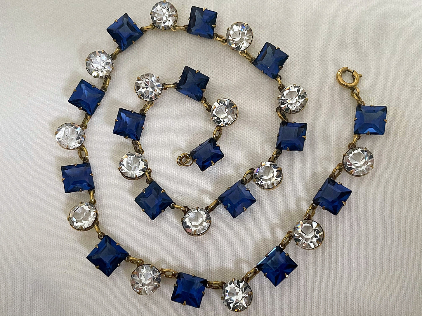 Art Deco Sapphire Crystal Open Back Necklace